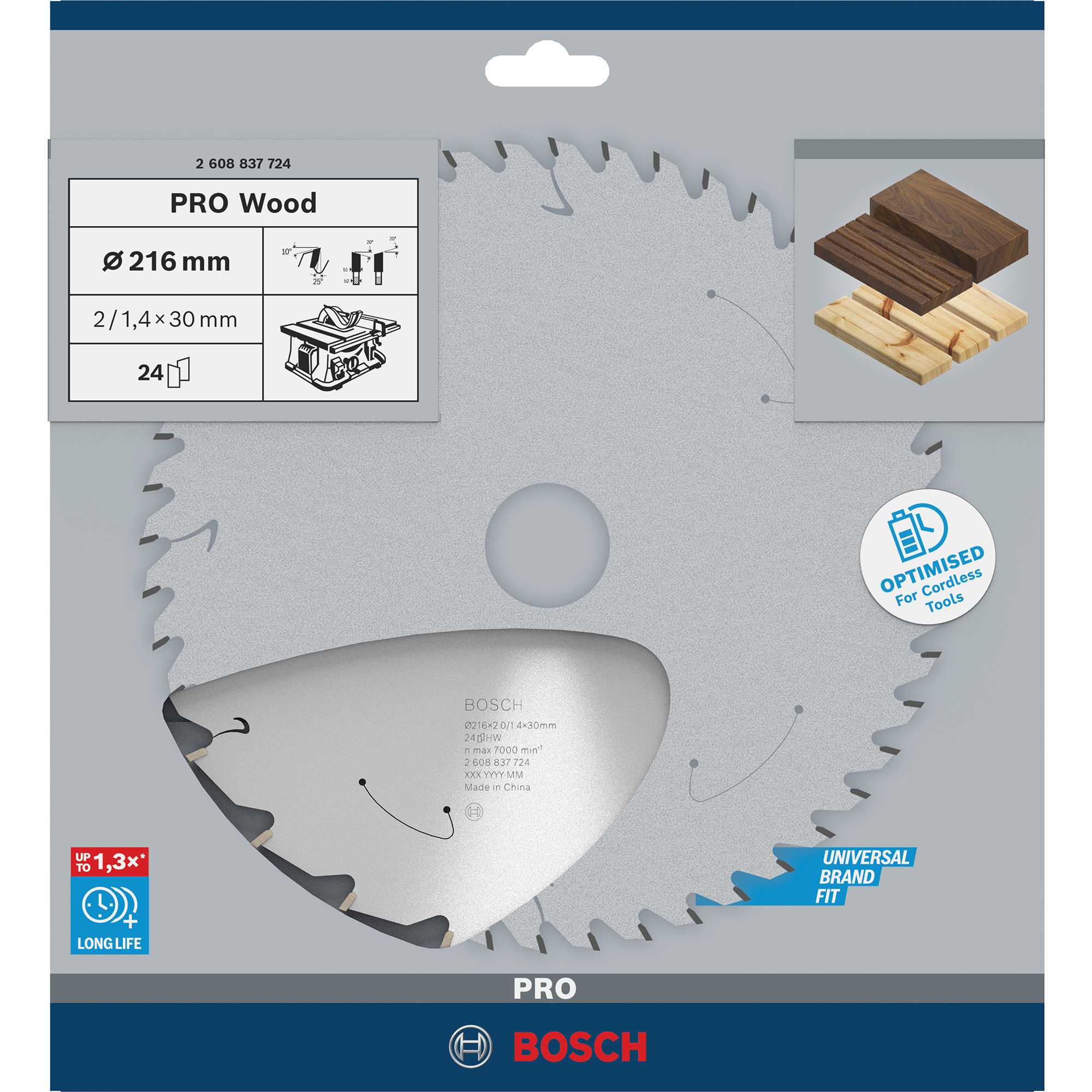 PRO Wood cordless Kreissägeblatt, Ø 210mm, 24Z