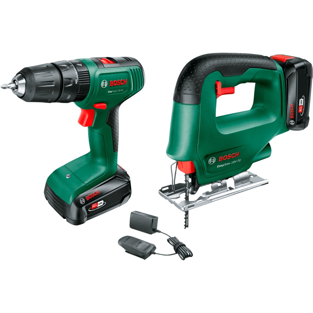 Akku-Schlagbohrschrauber EasyImpact 18V-40 & Akku-Stichsäge EasySaw 18V-70, Werkzeug-Set