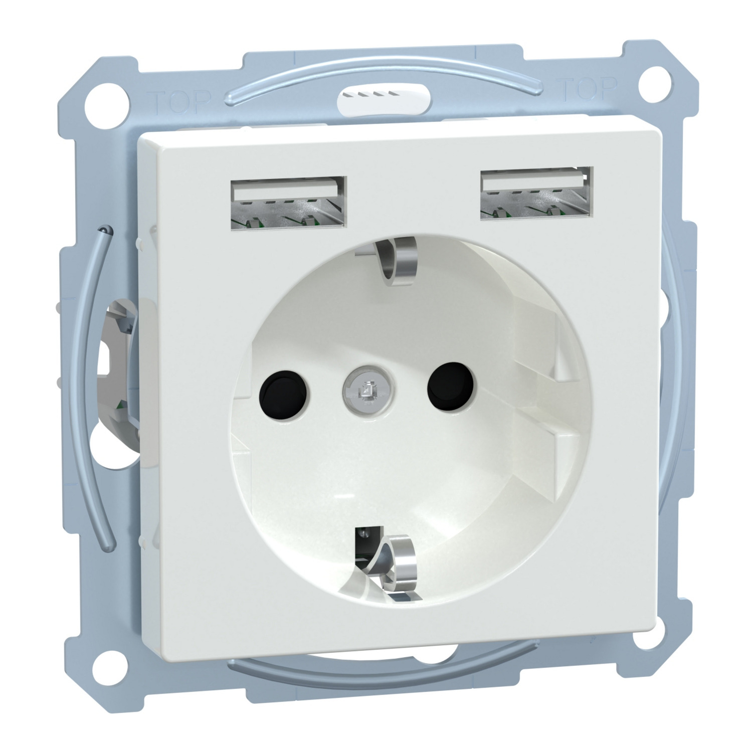 Schutzkontakt-Steckdose mit USB-Ladegerät, 16 Ampere, 250 Volt, Unterputz, System M