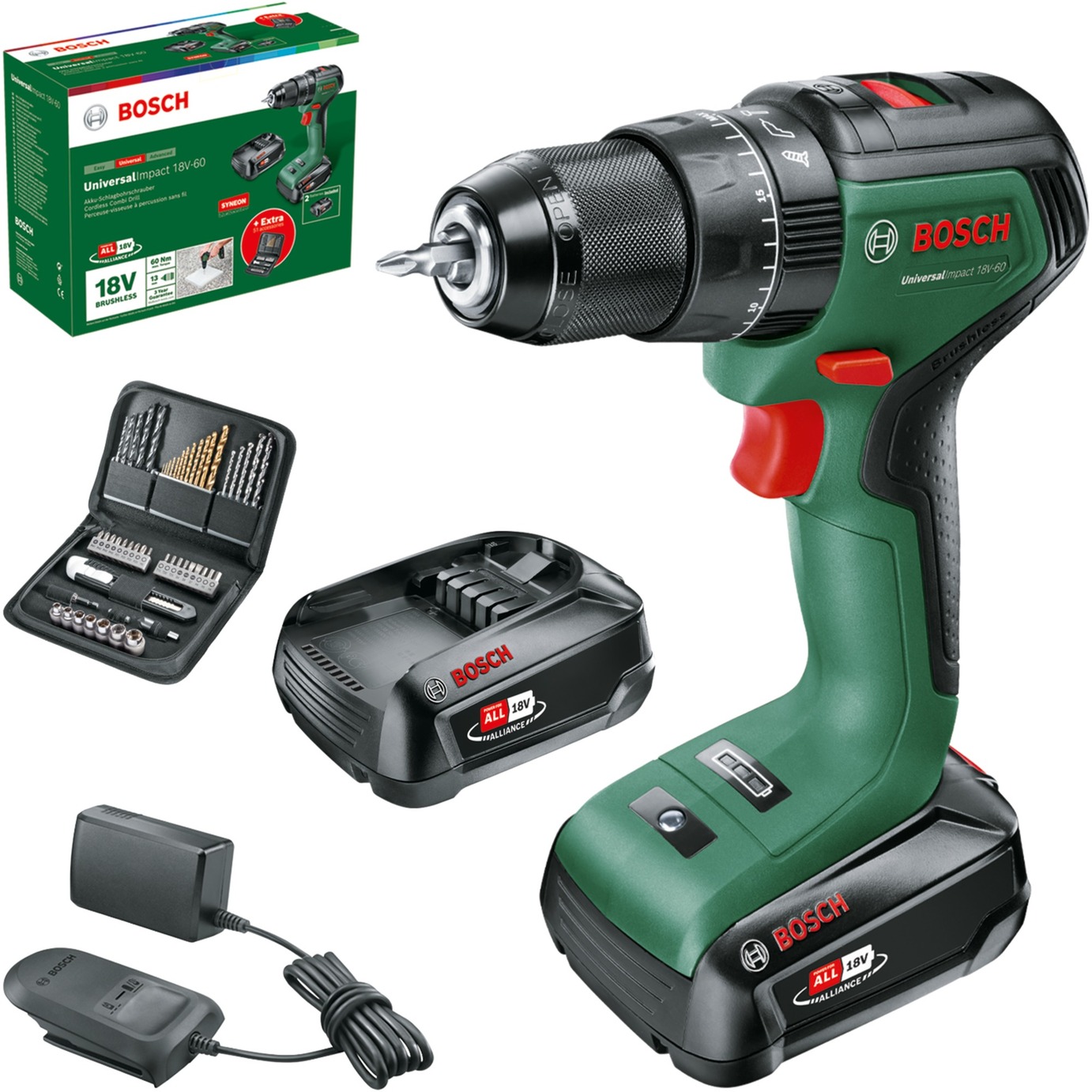 Akku-Schlagbohrschrauber UniversalImpact 18V-60 + SET