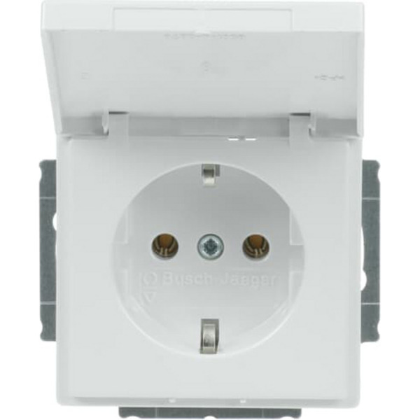 Steckdosen-Einsatz mit Klappdeckel, Schutzkontaktsteckdose CEE 7/3, 16 Ampere, 250 Volt
