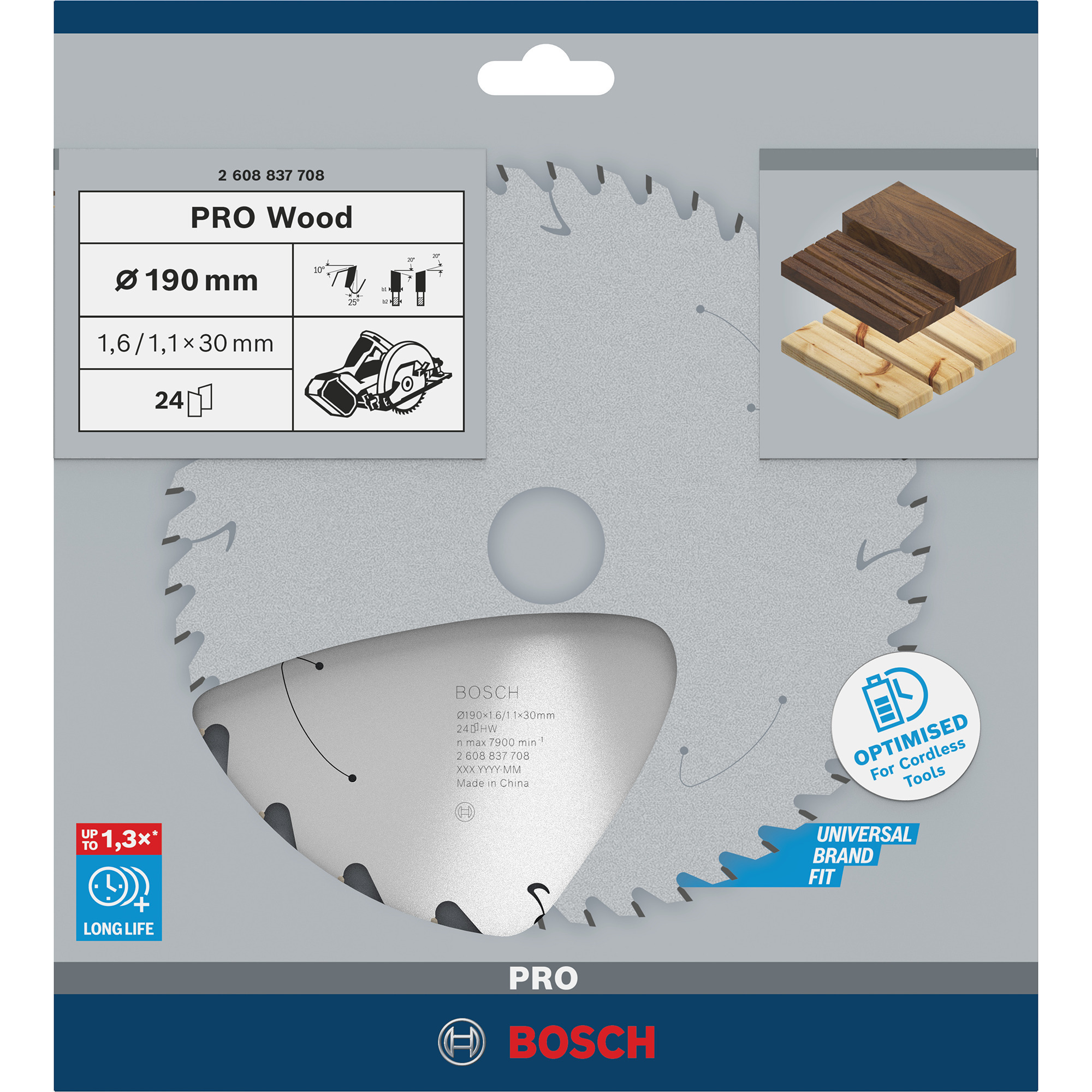 PRO Wood cordless Kreissägeblatt, Ø 190mm, 48Z