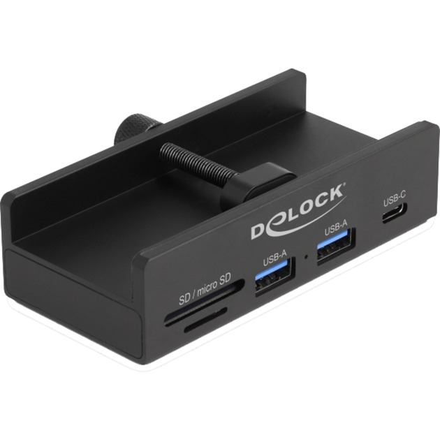 Externer USB 5 Gbps Hub mit 2 x USB Typ-A, 1 x USB Type-C™ und SD + Micro SD Slot mit Feststellschraube, USB-Hub