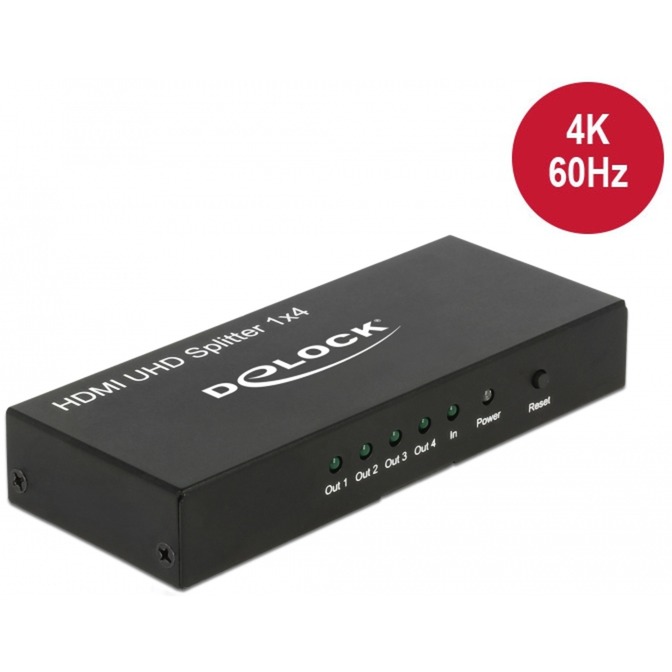 Delock HDMI UHD Splitter 1 x HDMI in > 4 x HDMI out 4K, HDMI Splitter | 04043619186846 Delock HDMI UHD Splitter 1 x HDMI in > 4 x HDMI out 4K, HDMI Splitter | 04043619186846