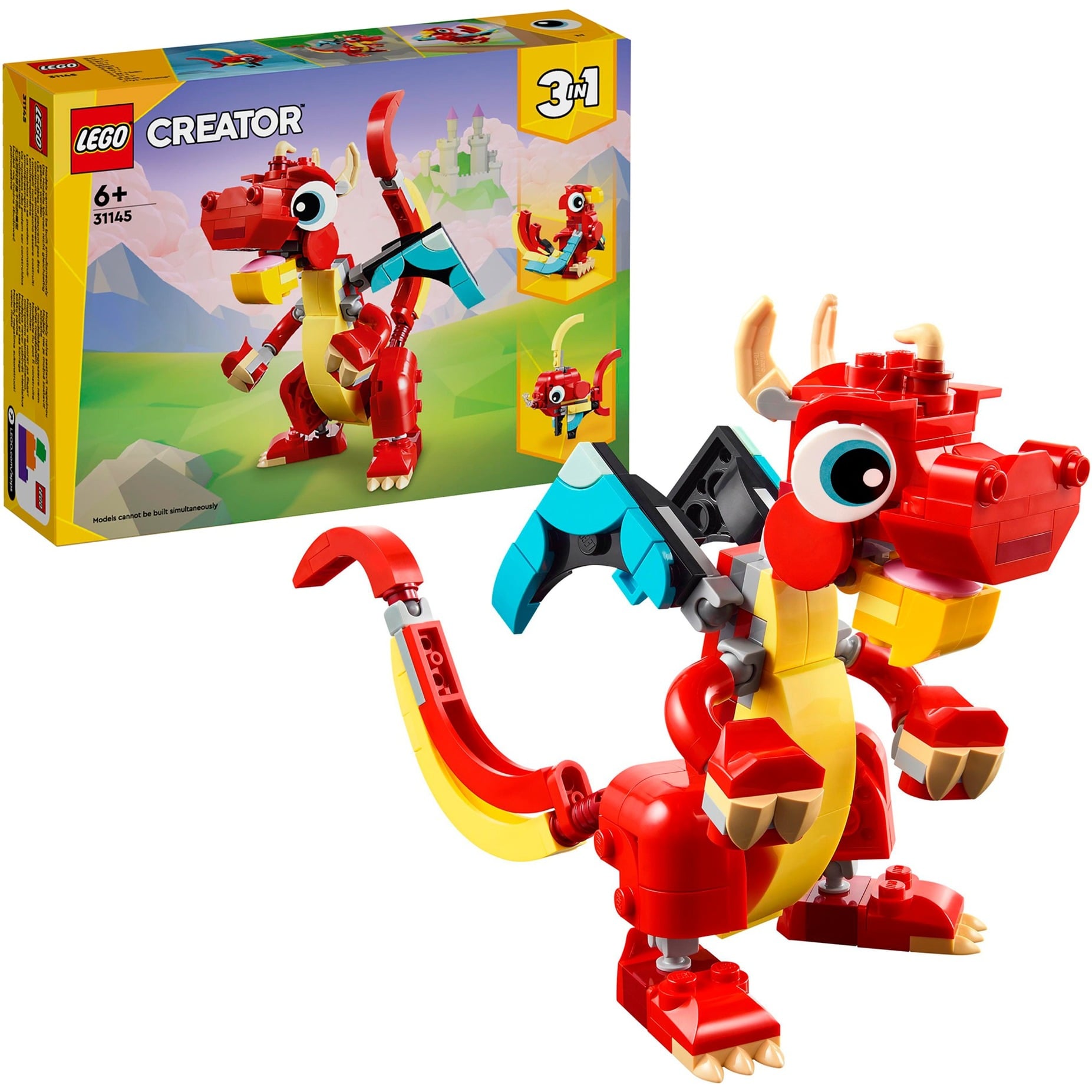 31145 Creator 3-in-1 Roter Drache, Konstruktionsspielzeug