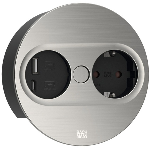 Bachmann Einbausteckdose TWIST 2, rund, 2-fach, USB-Charger | 04057298128974 Bachmann Einbausteckdose TWIST 2, rund, 2-fach, USB-Charger | 04057298128974
