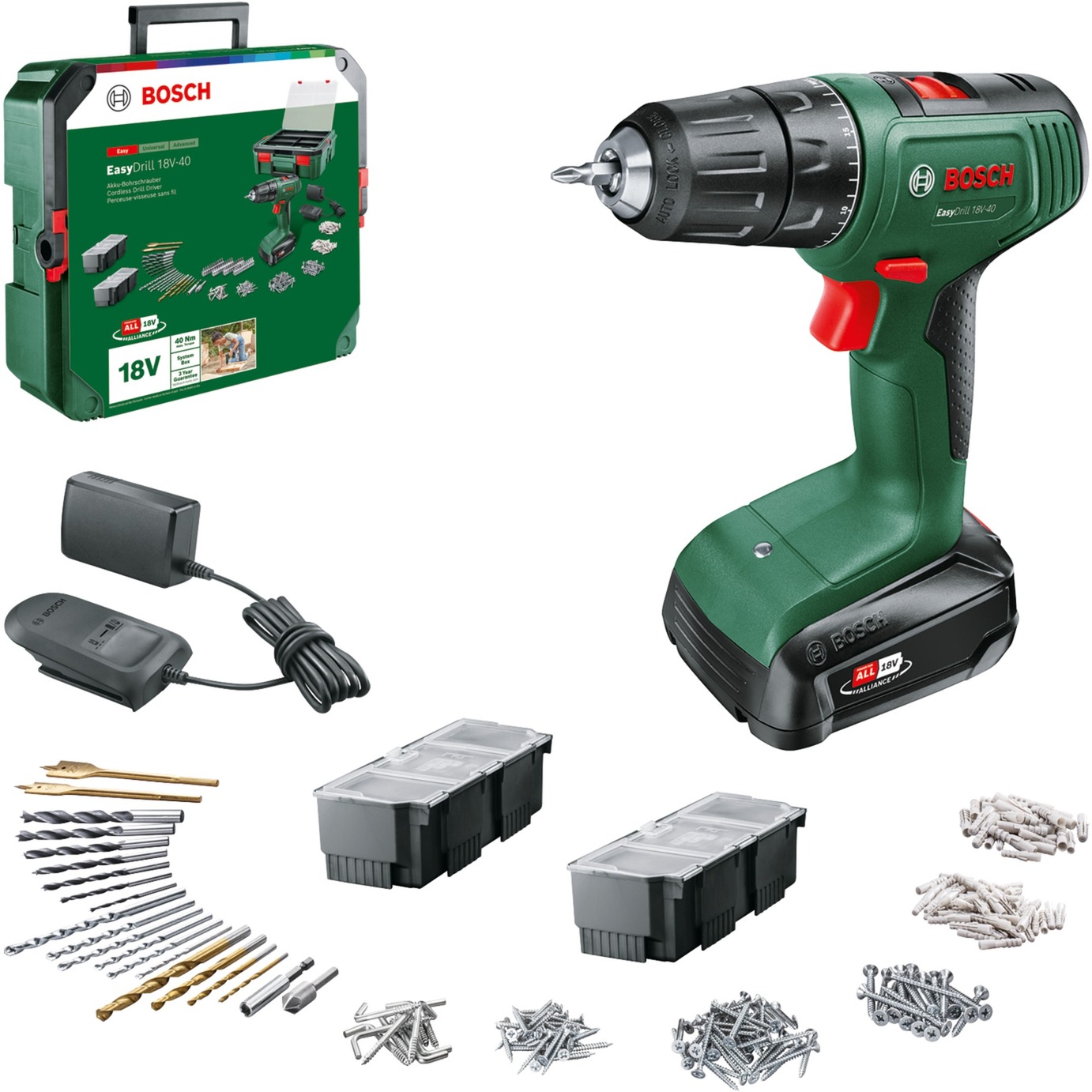 Bosch Akku-Bohrschrauber EasyDrill 18V-40 + SystemBox | 04053423242836 Bosch Akku-Bohrschrauber EasyDrill 18V-40 + SystemBox | 04053423242836