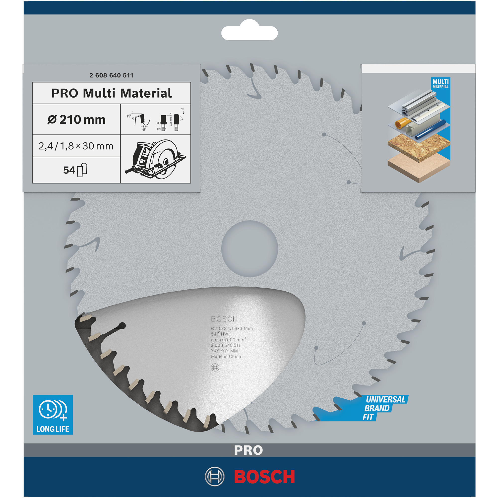 PRO Multi Material Kreissägeblatt, Ø 210mm, 54Z