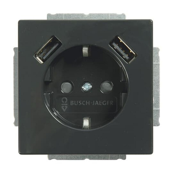 Schutzkontakt Steckdose mit zwei USB Anschlüssen