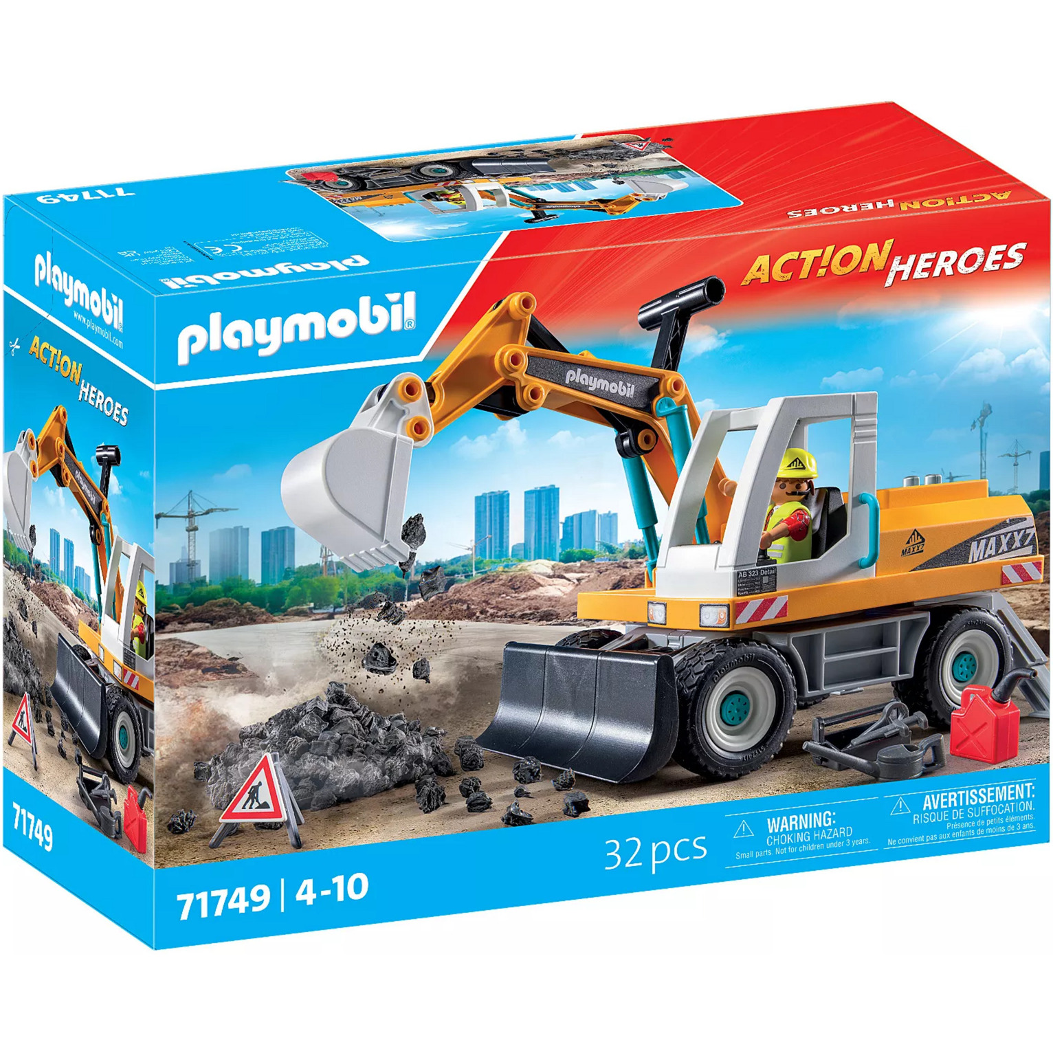 71749 Action Heroes Großer Bagger, Konstruktionsspielzeug