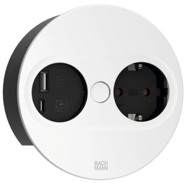 Bachmann Einbausteckdose TWIST 2, rund, 2-fach, USB-Charger | 04057298129131 Bachmann Einbausteckdose TWIST 2, rund, 2-fach, USB-Charger | 04057298129131