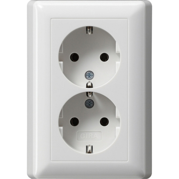 Schutzkontakt Doppelsteckdose 16 Ampere 250 Volt mit Vollplatte Standard 55