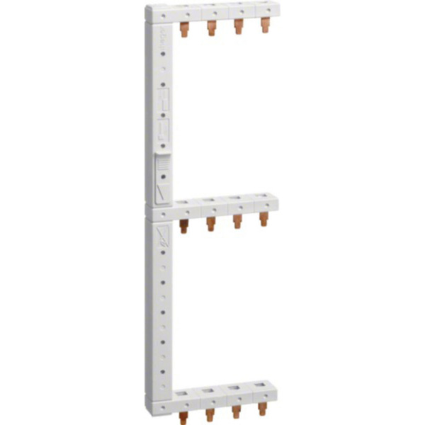 Phasenschiene 3 polig plus Neutralleiter 3 reihig 125 Millimeter links vertikal