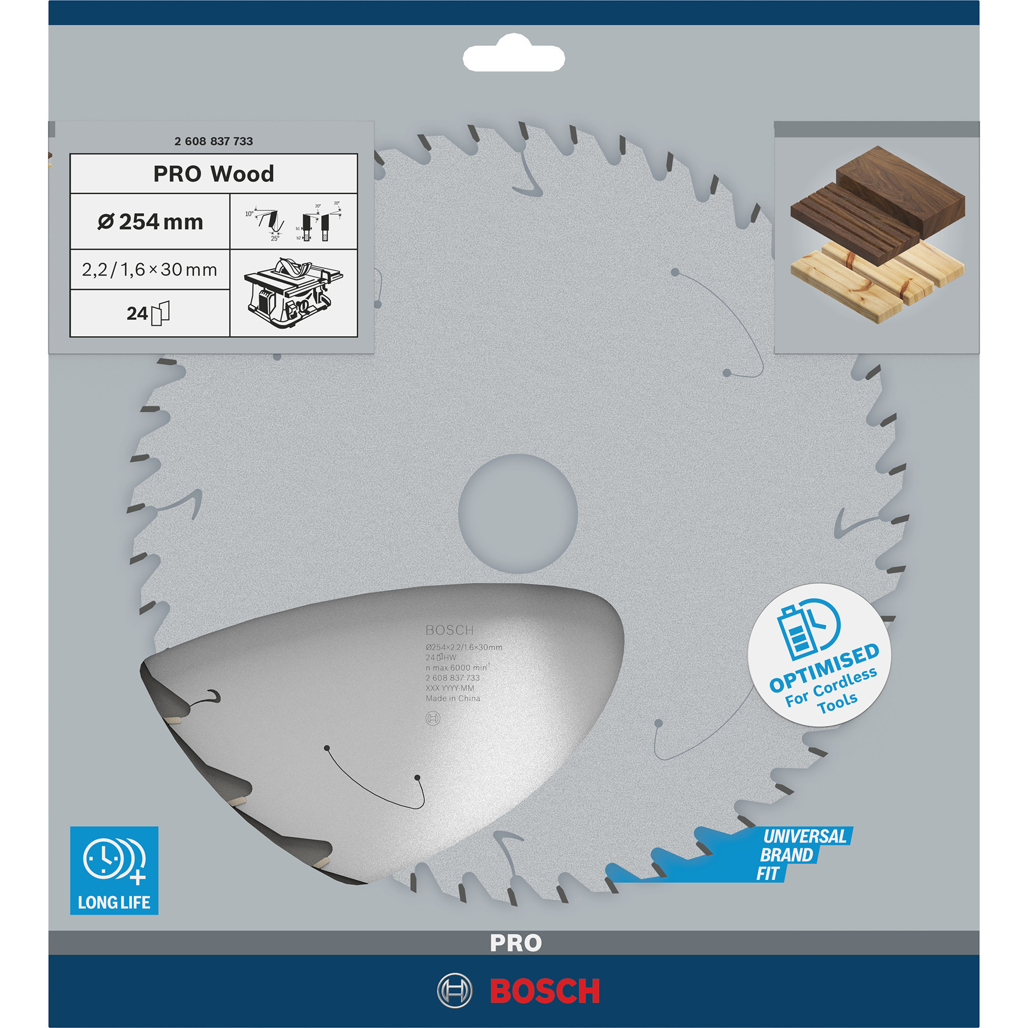 PRO Wood cordless Kreissägeblatt, Ø 254mm, 24Z