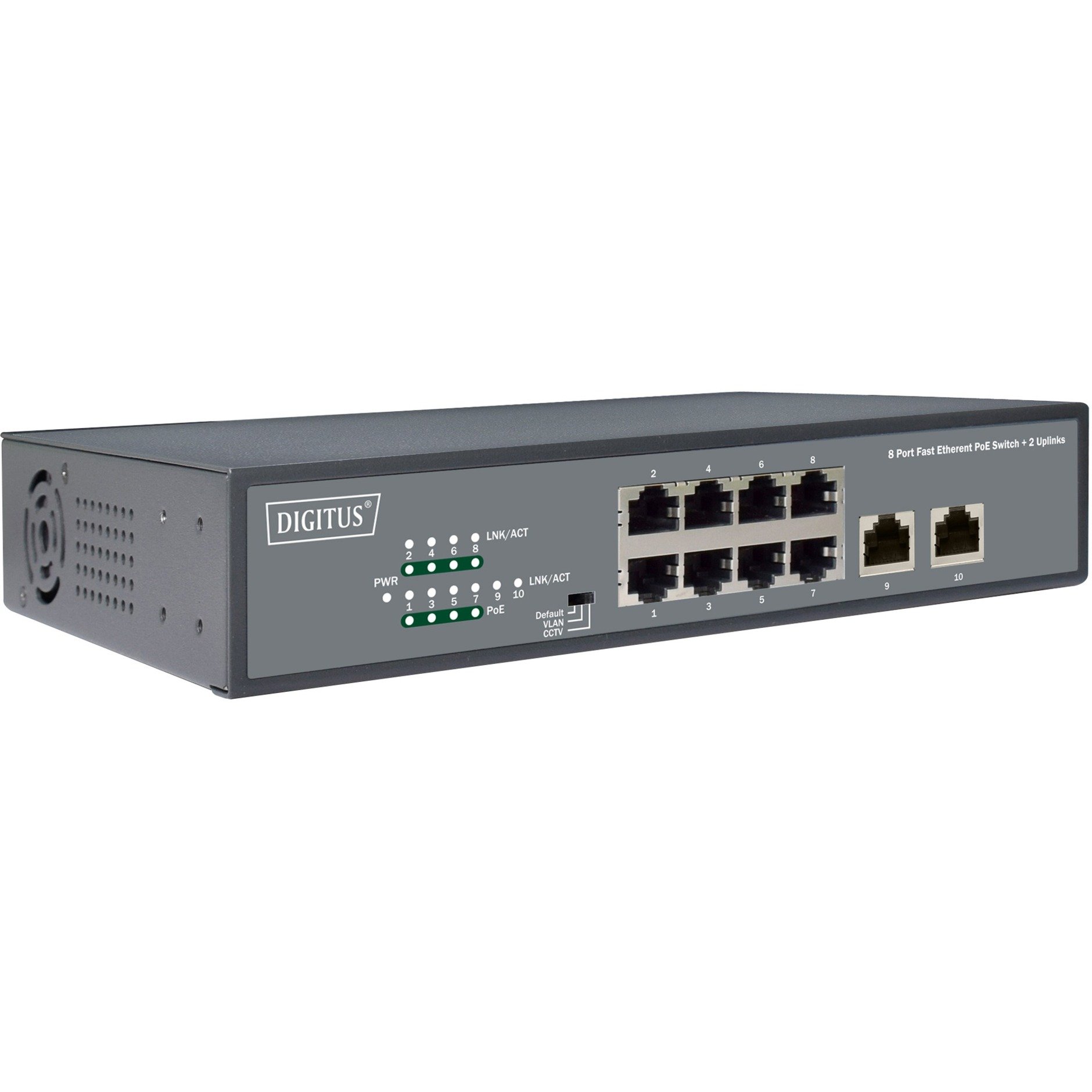 Digitus 8-Port Fast Etherent PoE-Switch + 2 Uplinks | 04016032457862 Digitus 8-Port Fast Etherent PoE-Switch + 2 Uplinks | 04016032457862