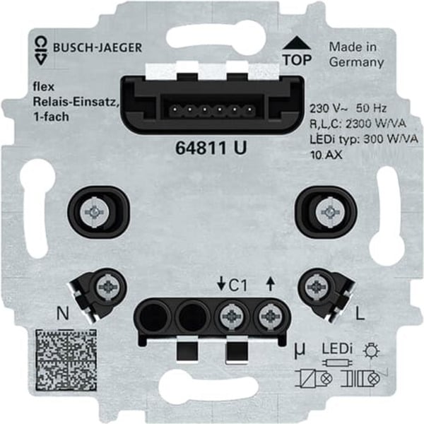 Relais-Einsatz flex Typ 64811 U, 3-Leiter-Anschlusstechnik, Unterputzmontage