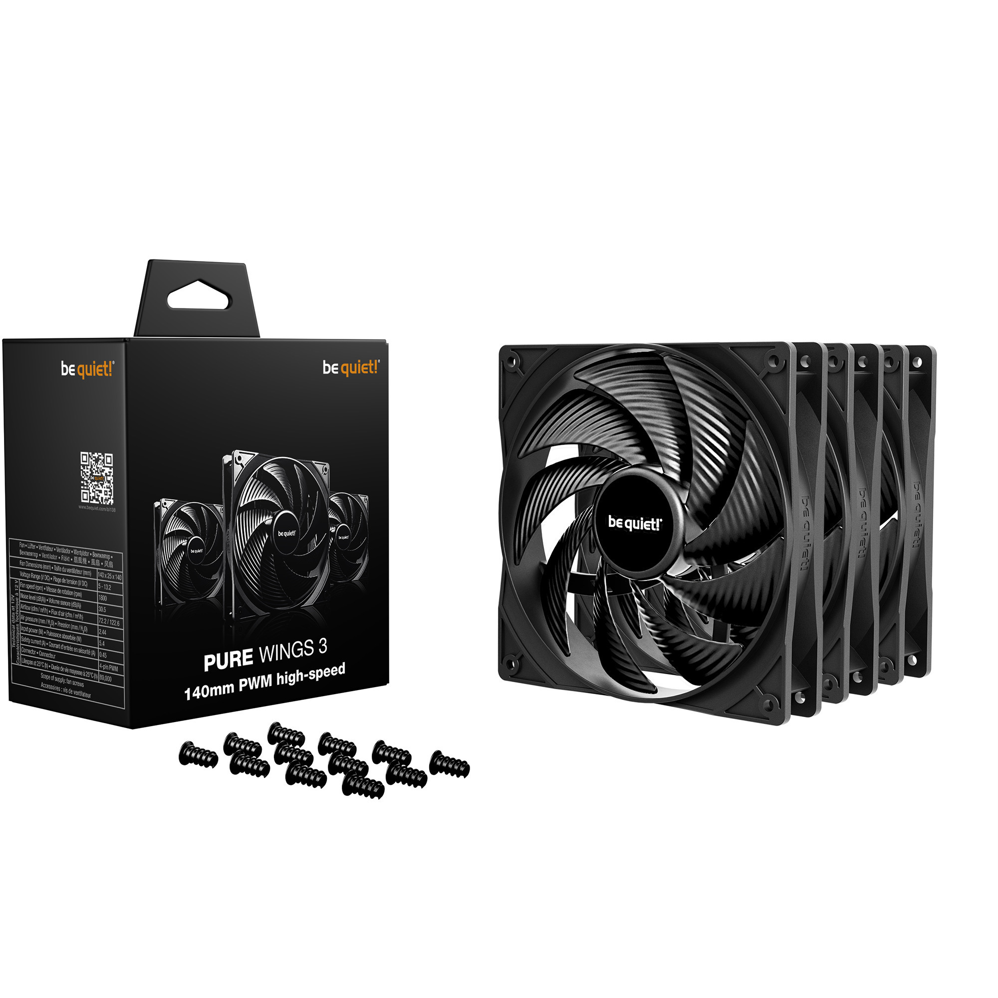 Pure Wings 3 140mm PWM high-speed 3-Pack, Gehäuselüfter