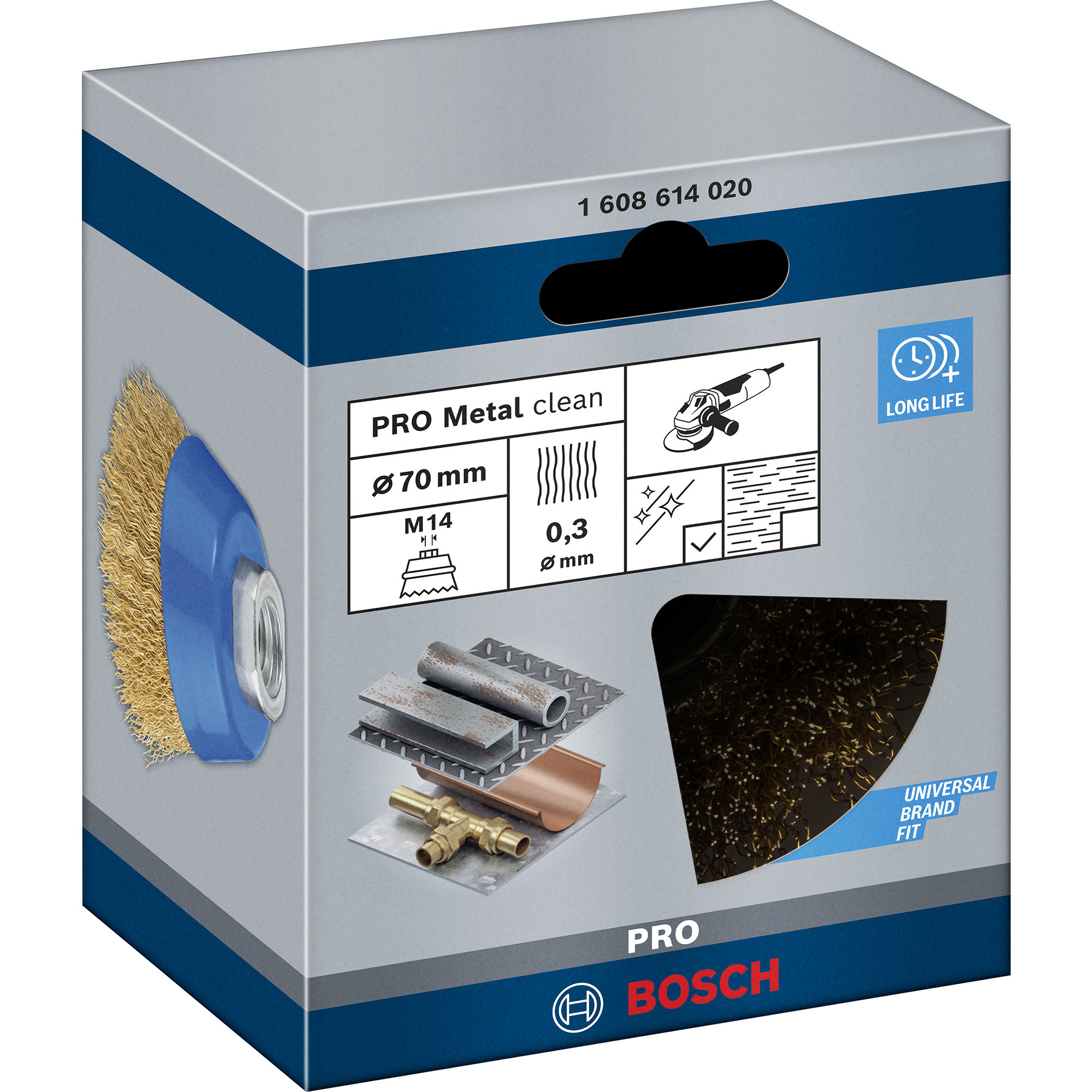 PRO Metal clean Topfbürste, Ø 70mm, vermessingt