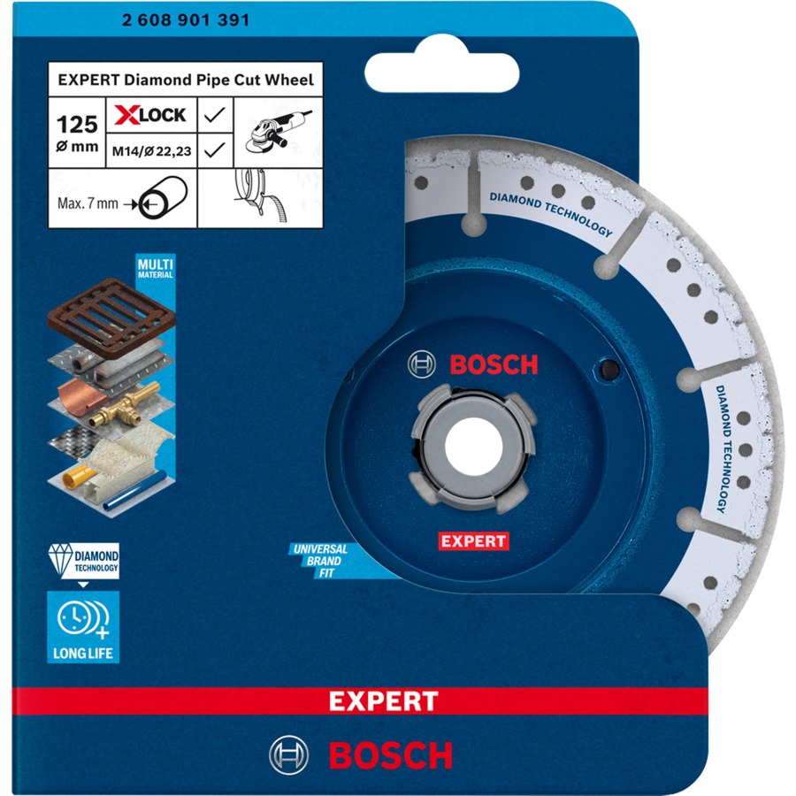 Bosch X-LOCK Diamanttrennscheibe EXPERT Diamond Pipe Cut Wheel, Ø 125mm | 04059952584546 Bosch X-LOCK Diamanttrennscheibe EXPERT Diamond Pipe Cut Wheel, Ø 125mm | 04059952584546