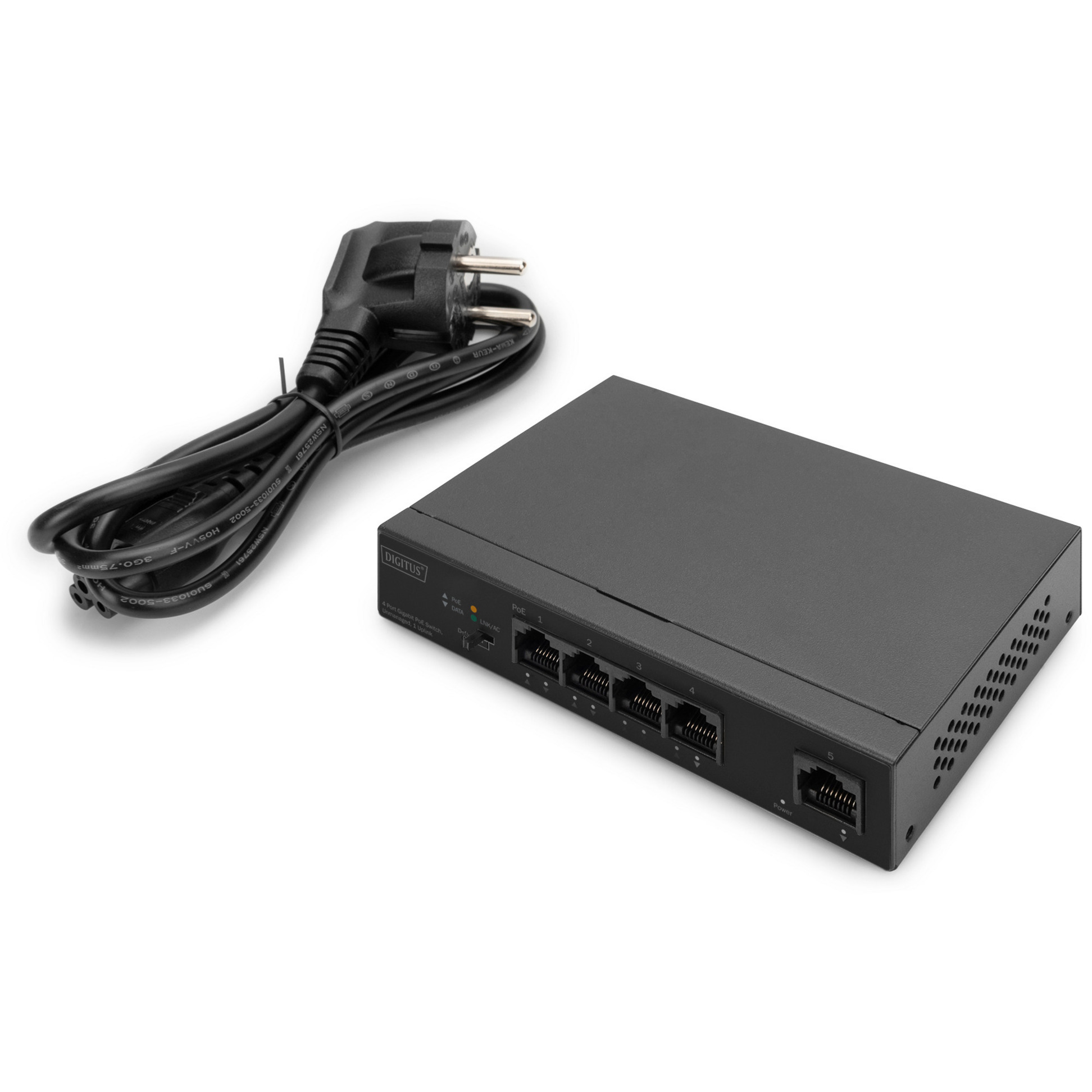 Digitus 4+1-Port Gigabit PoE, Switch schwarz