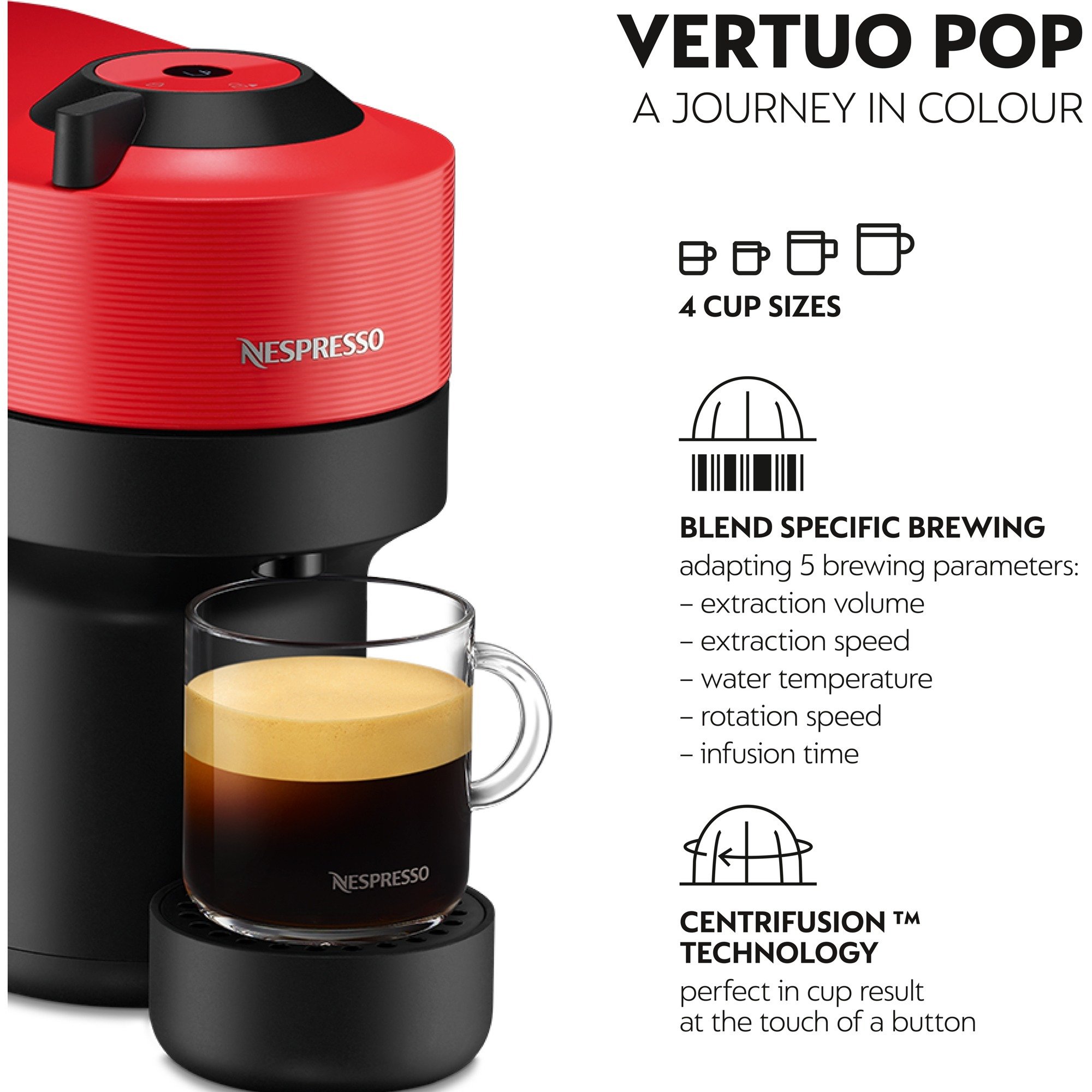 Krups Nespresso Vertuo Pop Spicy Red XN9205, Kapselmaschine schwarz/dunkelrot