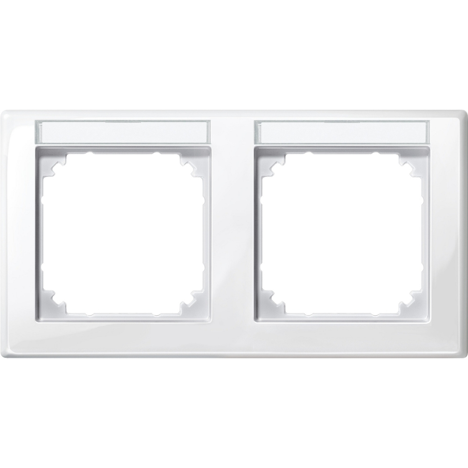 Rahmen 2-fach mit Beschriftungsträger, glänzend, Thermoplast, 80,5 x 151,7 x 10,1 mm