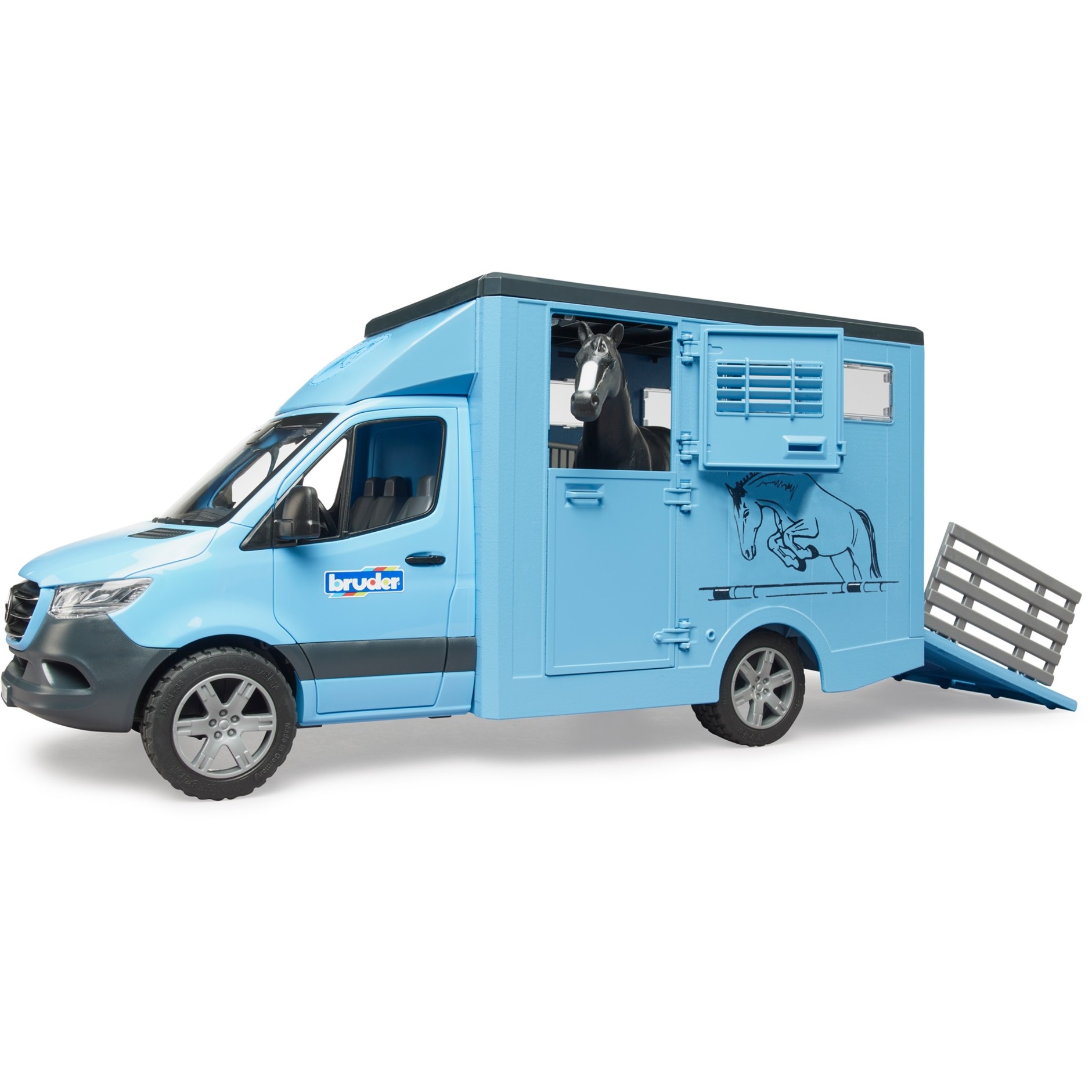 tiertransporter spielzeug bruder MB Sprinter Tiertransporter mit Pferd, Modellfahrzeug blau