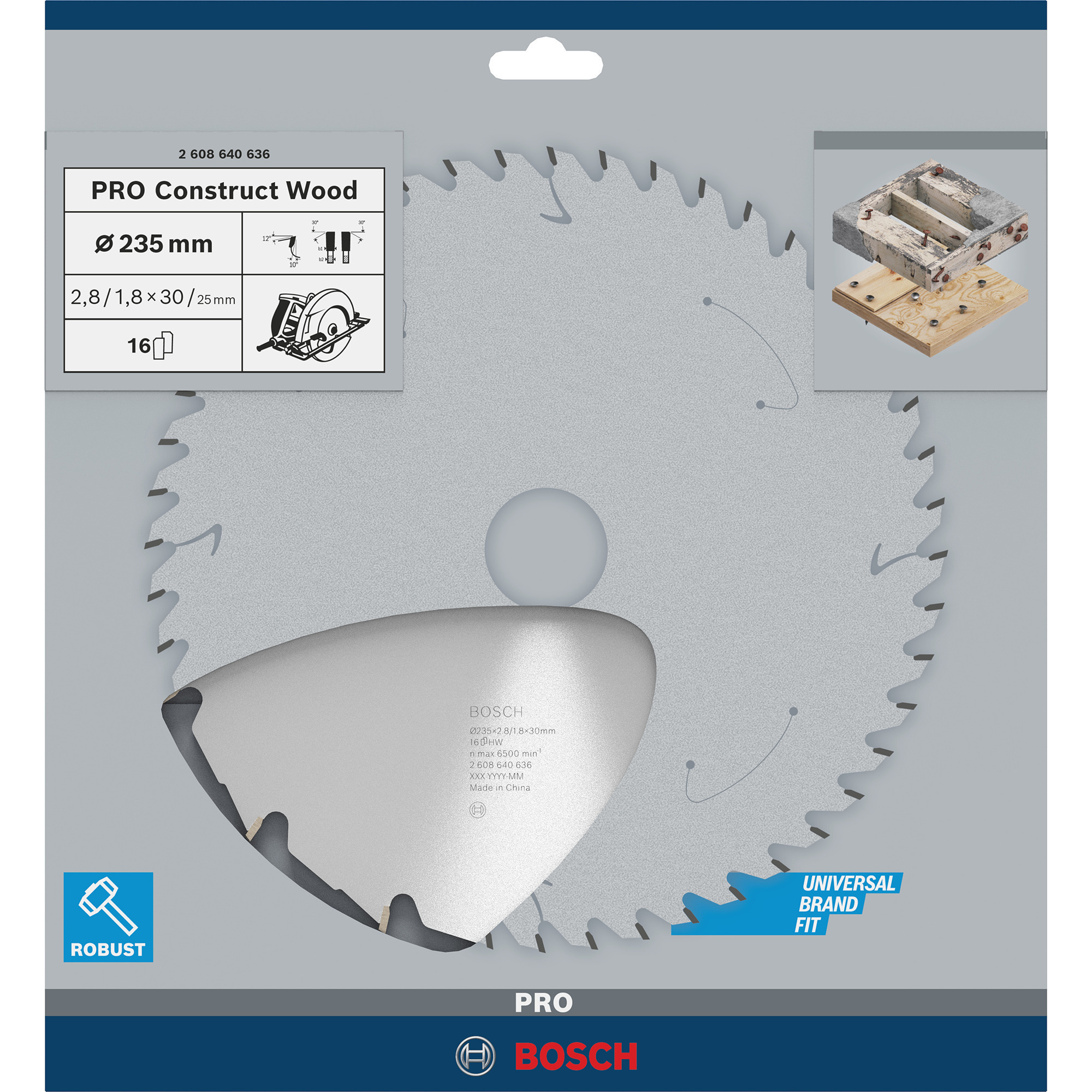 PRO Construct Wood Kreissägeblatt, Ø 235mm, 16Z