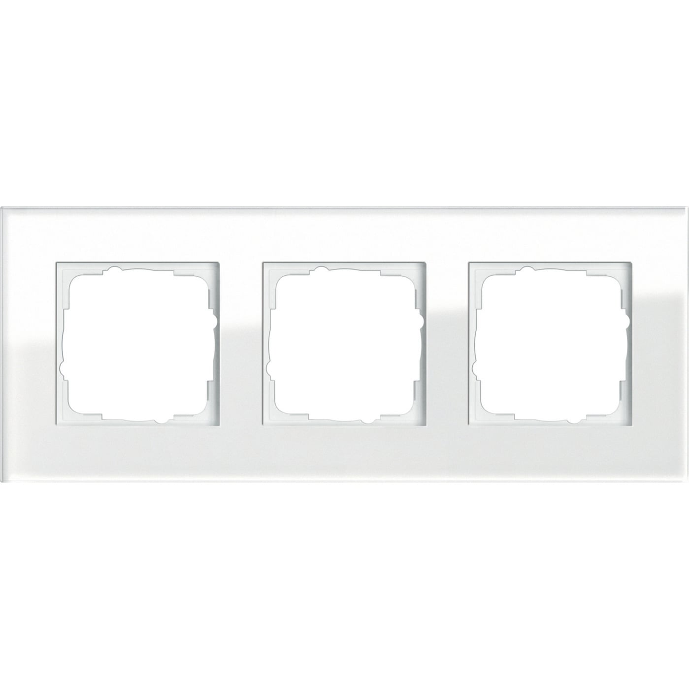 Abdeckrahmen dreifach aus Glas, glänzende Oberfläche, Unterputzmontage, Klemmbefestigung