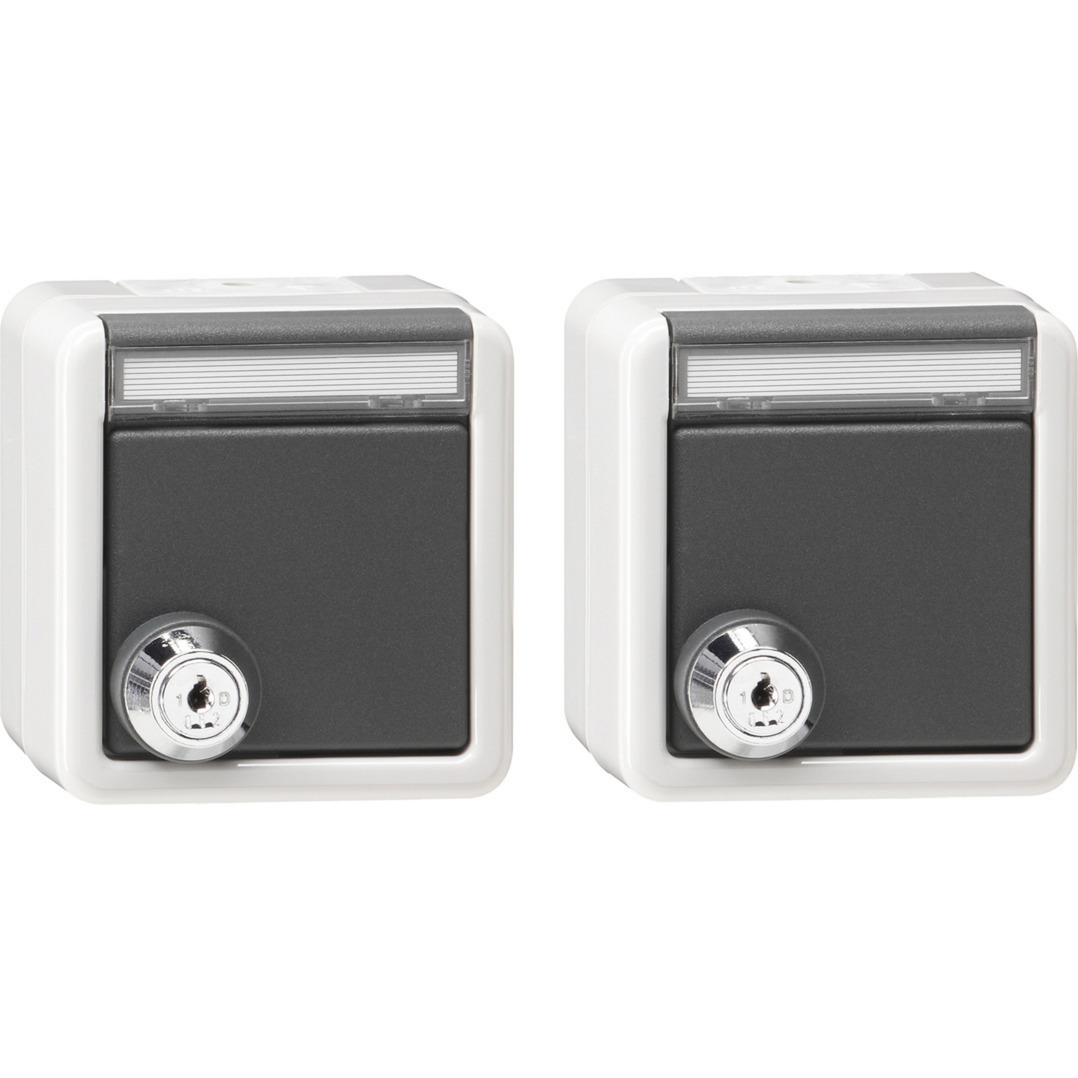 Set 2 Schutzkontakt Steckdosen mit Klappdeckel und Schloss