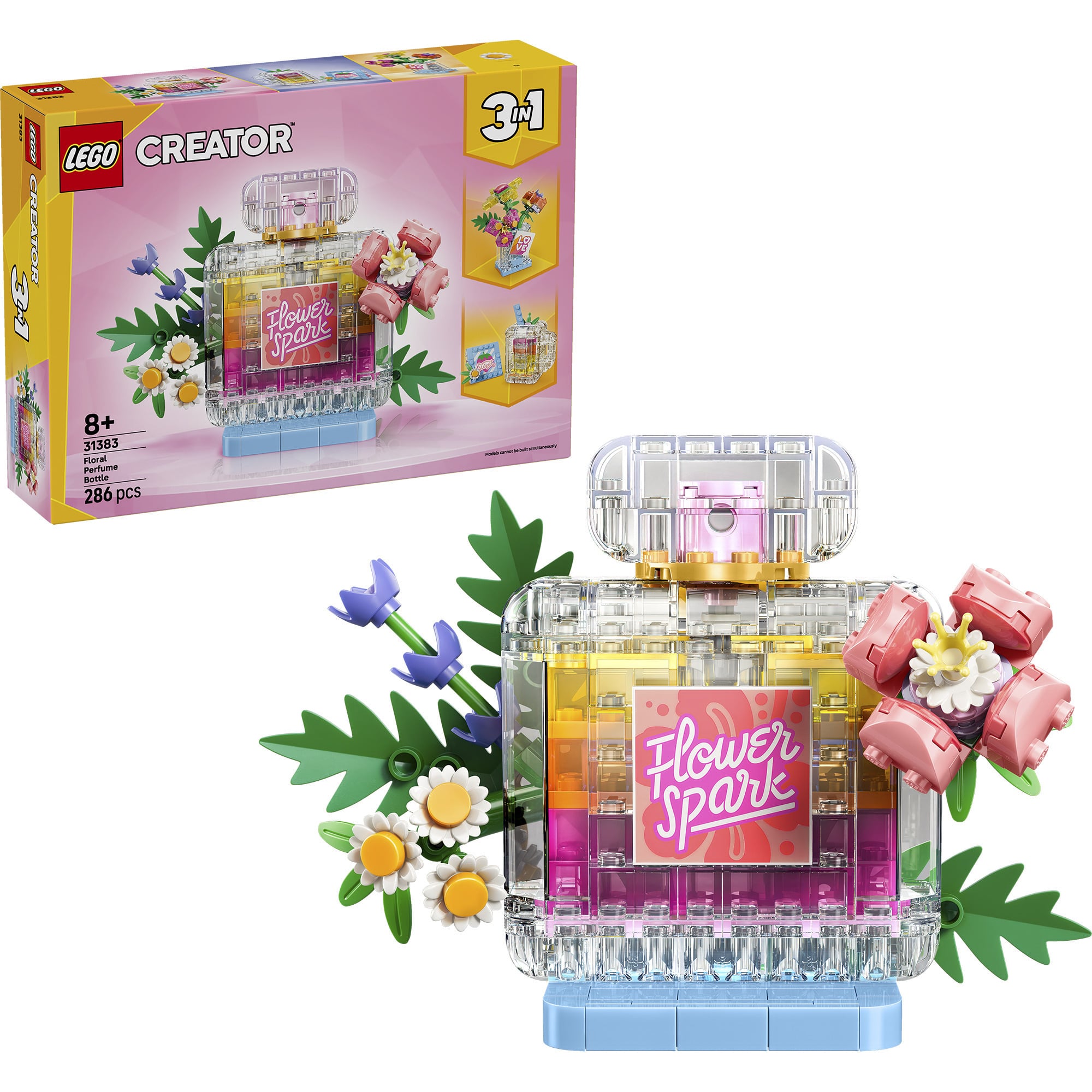 31383 Creator 3-in-1 Parfümflasche mit Blumendeko, Konstruktionsspielzeug