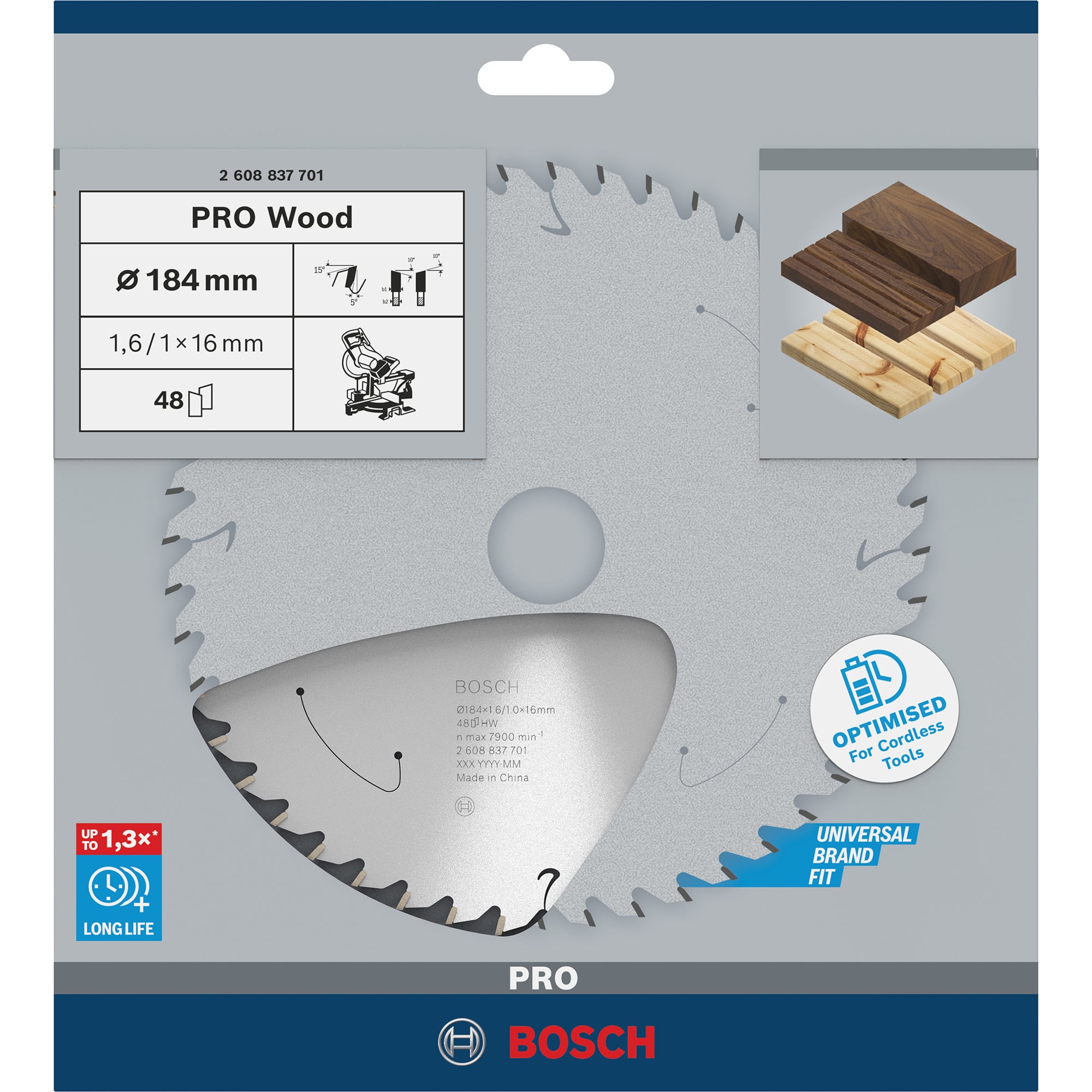 PRO Wood cordless Kreissägeblatt, Ø 184mm, 48Z