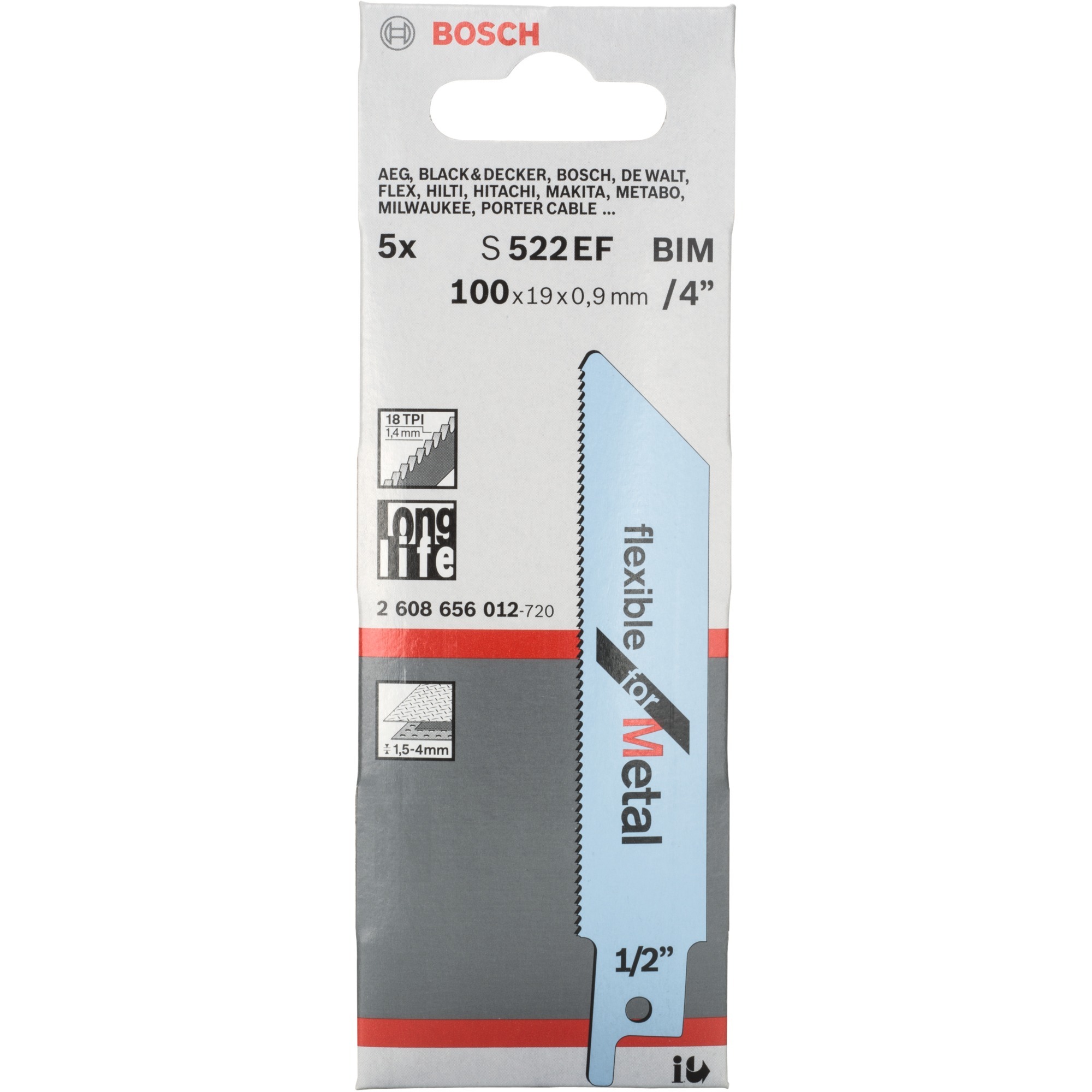 Säbelsägeblatt S 522 EF Flexible for Metal, 5 Stück