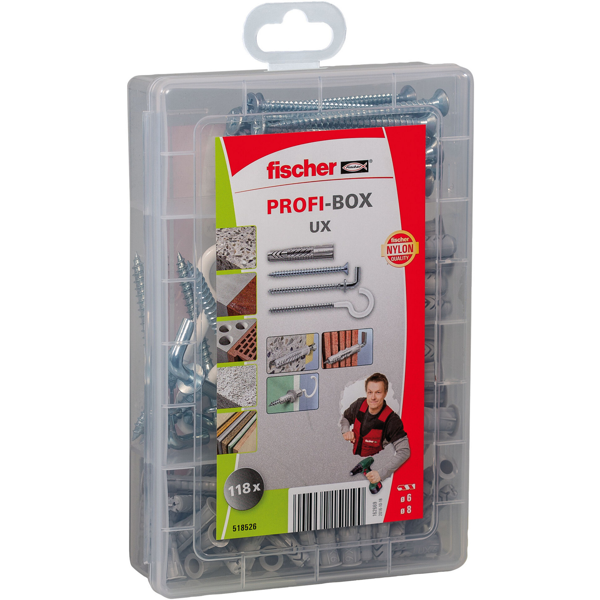 Meister-Box Universaldübel UX + Schraube + Haken