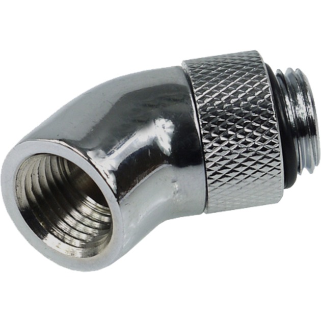 Alphacool HF Winkeladapter 45° – drehbar – G1/4 AG auf G1/4 IG – Chrome, Anschlüsse | 04250197170505 Alphacool HF Winkeladapter 45° – drehbar – G1/4 AG auf G1/4 IG – Chrome, Anschlüsse | 04250197170505