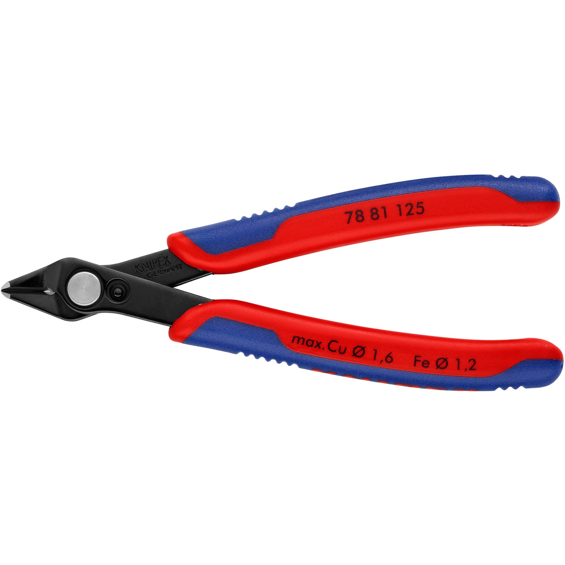 KNIPEX Electronic Super Knips 78 81 125, Elektronik-Zange rot/blau, mit Öffnungsfeder und Öffnungsbegrenzung