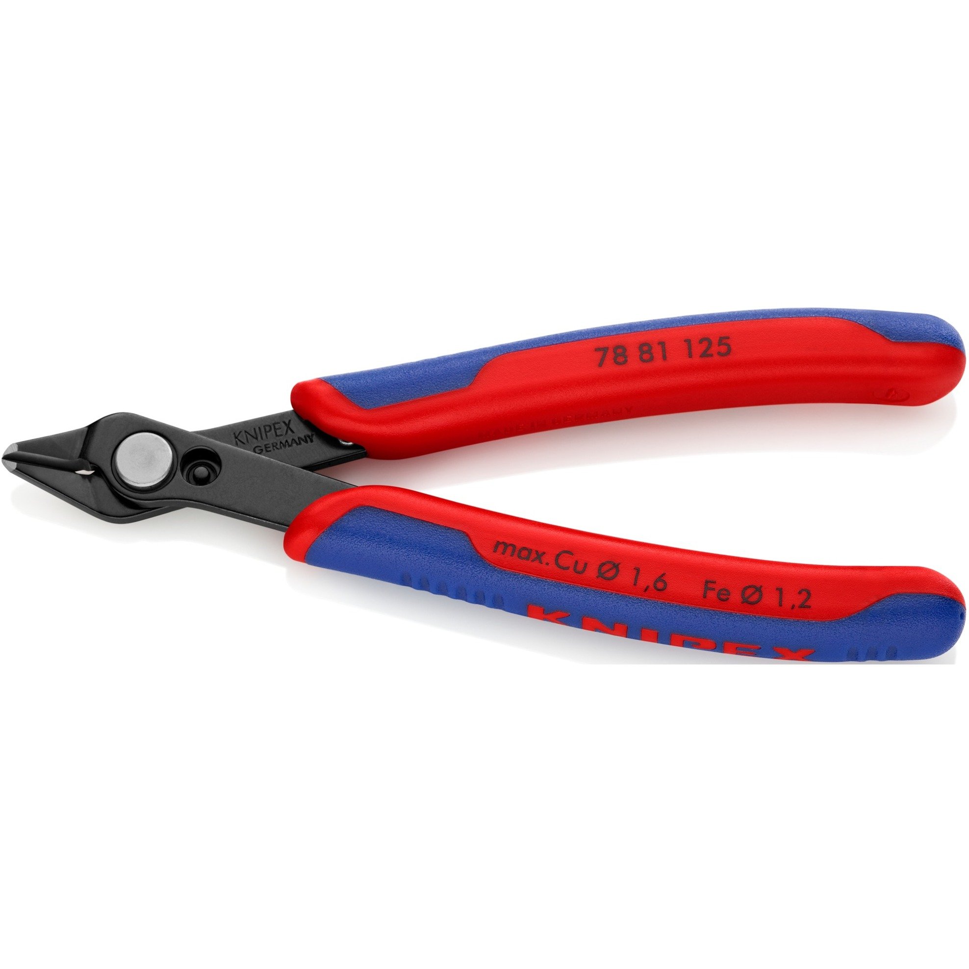 KNIPEX Electronic Super Knips 78 81 125, Elektronik-Zange rot/blau, mit Öffnungsfeder und Öffnungsbegrenzung