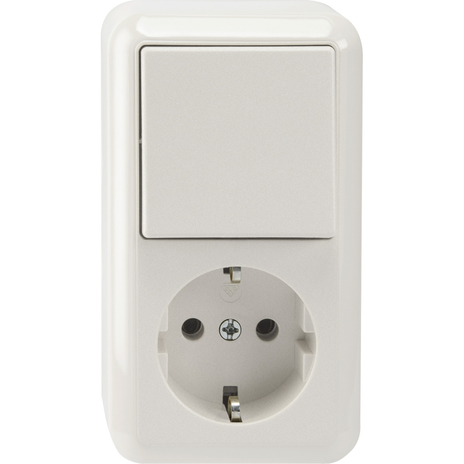 Schutzkontaktsteckdose 16 Ampere, Wechsel-Schalter 10 Ampere, Aufputz, Typ MEG3495-8719