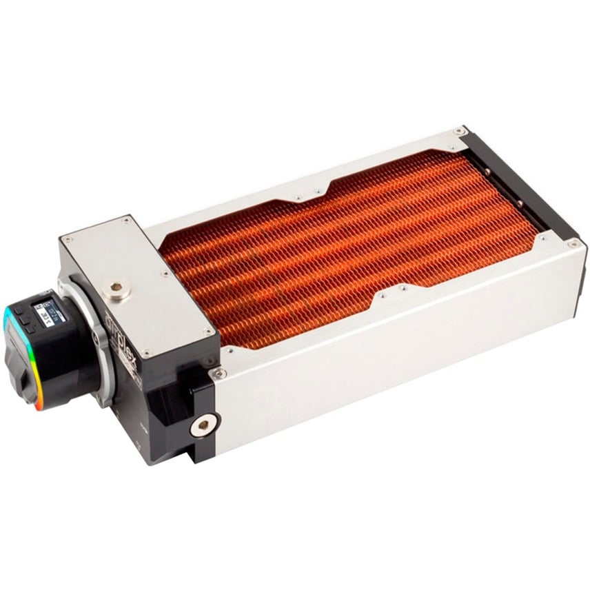 Aquacomputer airplex modularity system 240 mm, Kupfer-Lamellen, D5 NEXT Pumpe, Edelstahl-Seitenteile, Radiator | 04260473313328