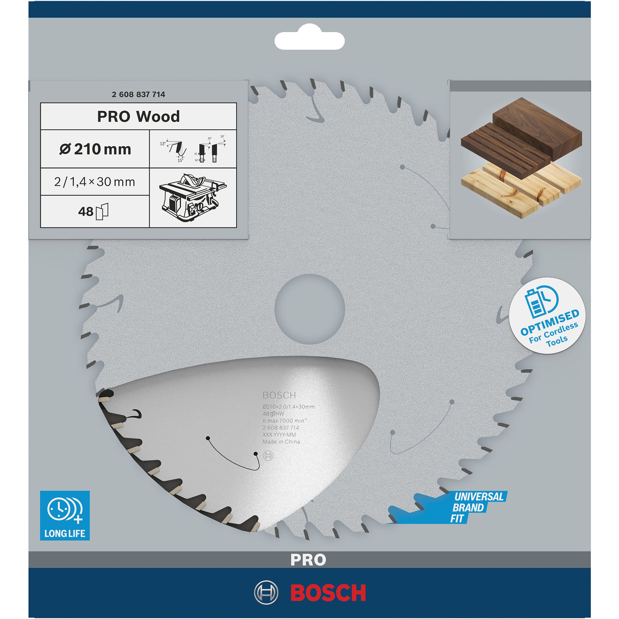 PRO Wood cordless Kreissägeblatt, Ø 210mm, 48Z
