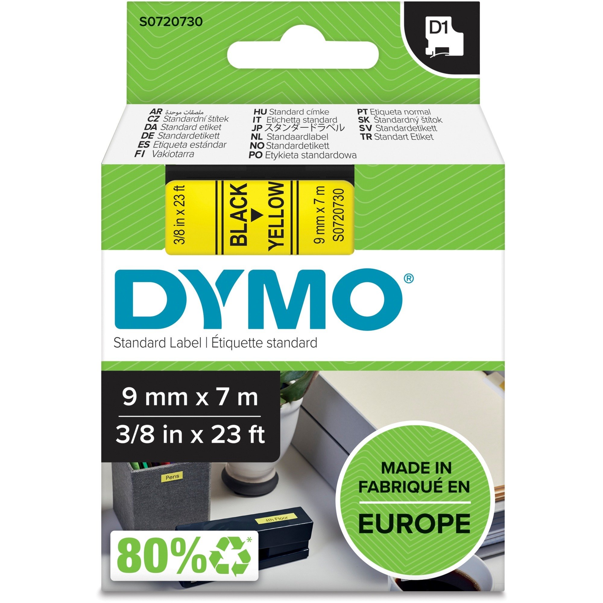 Dymo D1 ORIGINAL Schriftband, schwarz auf gelb, 9mm x 7m | 05411313409186 Dymo D1 ORIGINAL Schriftband, schwarz auf gelb, 9mm x 7m | 05411313409186