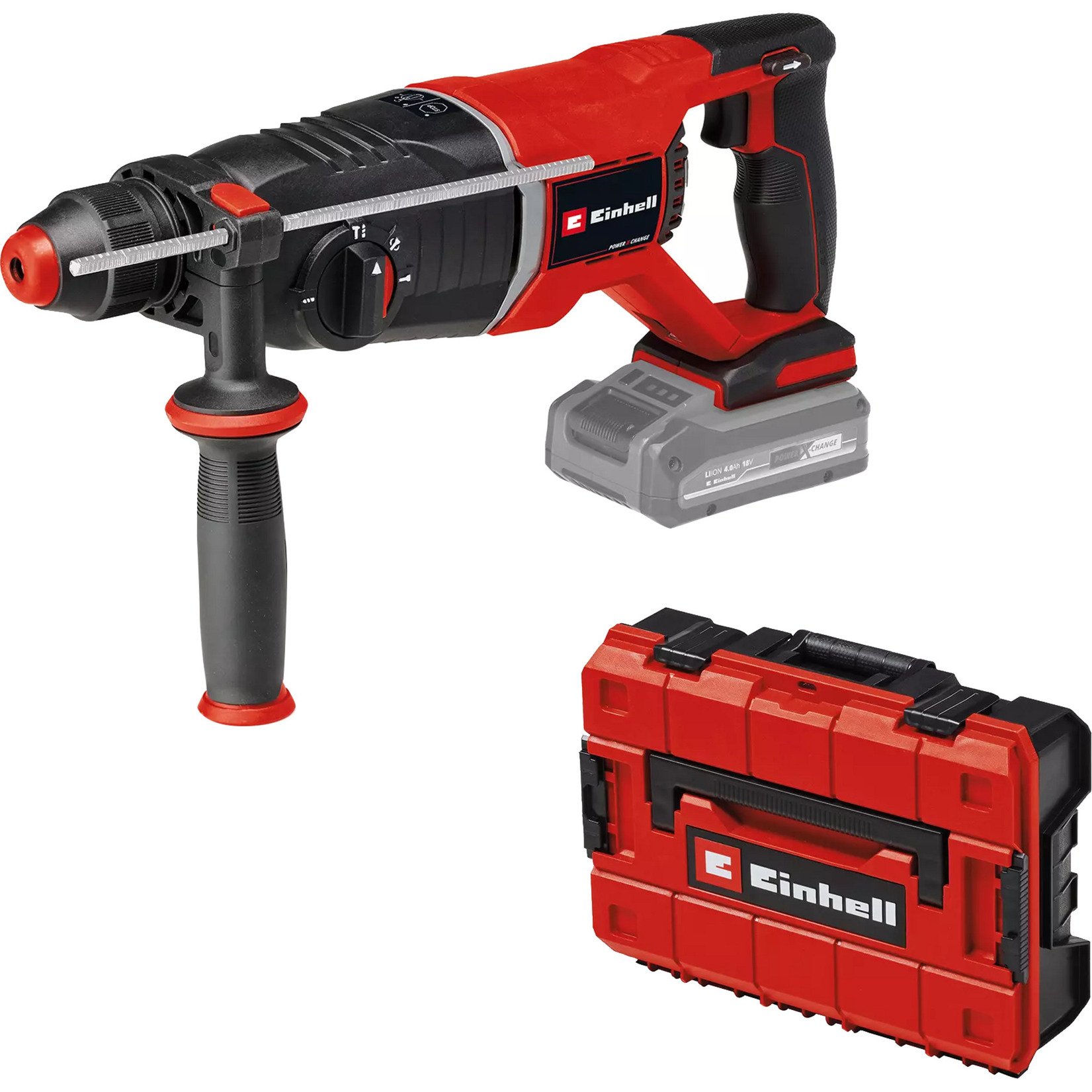 EINHELL Professional Akku-Bohrhammer TP-HD 18/26 D Li BL - Solo, 18Volt schwarz/rot, ohne Akku und Ladegerät, in E-Case