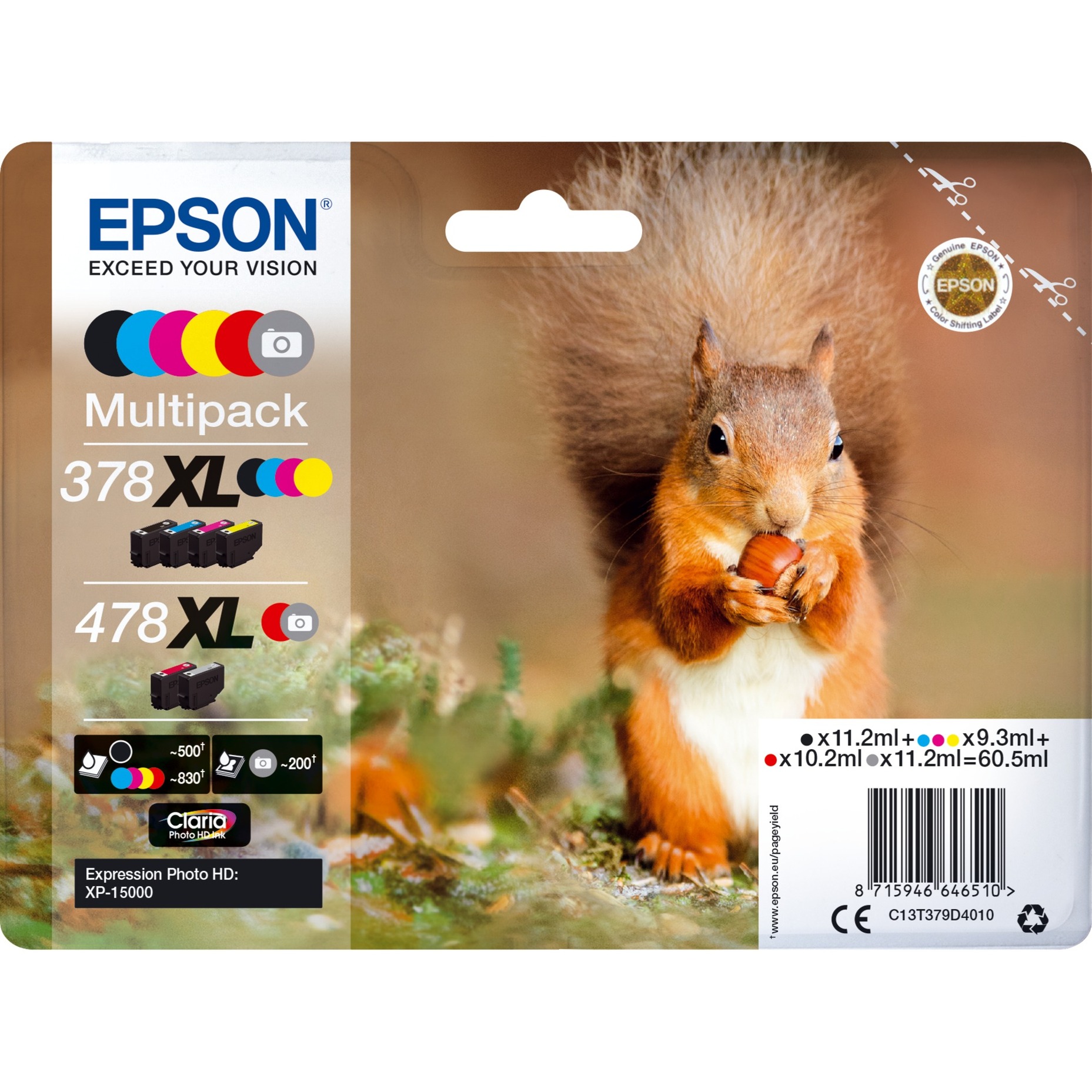 Epson Druckerpatrone 378XL + 478XL (C13T379D4010), Multipack, schwarz, cyan, magenta, gelb, grau, rot 8715946646510 Epson