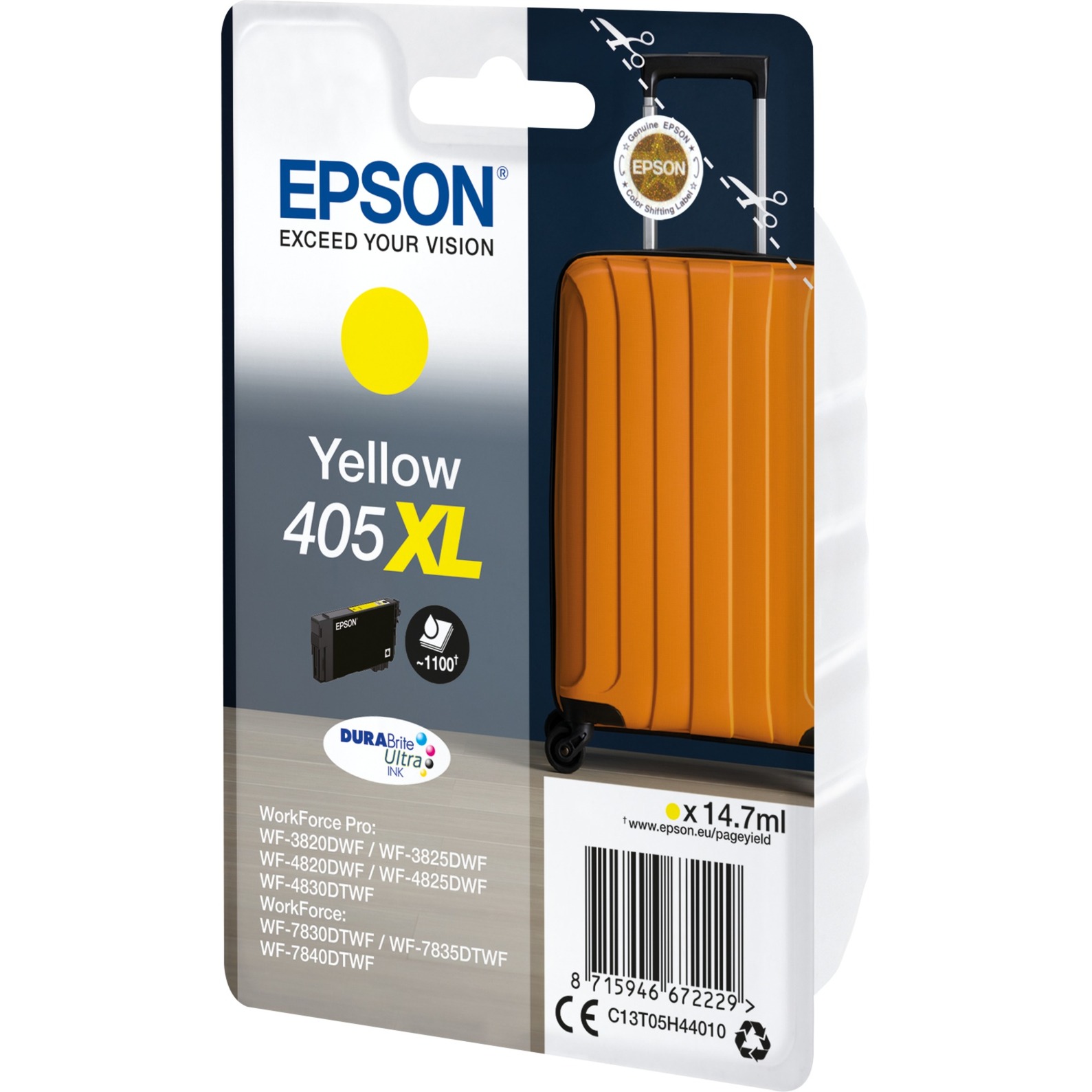 Epson Druckerpatrone 405XL / T05H4 C13T05H44010 (kompatibel zu Epson 405XL / T05H4), gelb, ca. 1100 Seiten 8715946672229 Epson