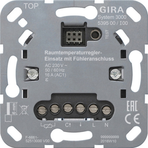 Raumtemperaturregler-Einsatz mit Fühleranschluss, Unterputz, 230 Volt AC, Typ 539500, Heizungsthermostat