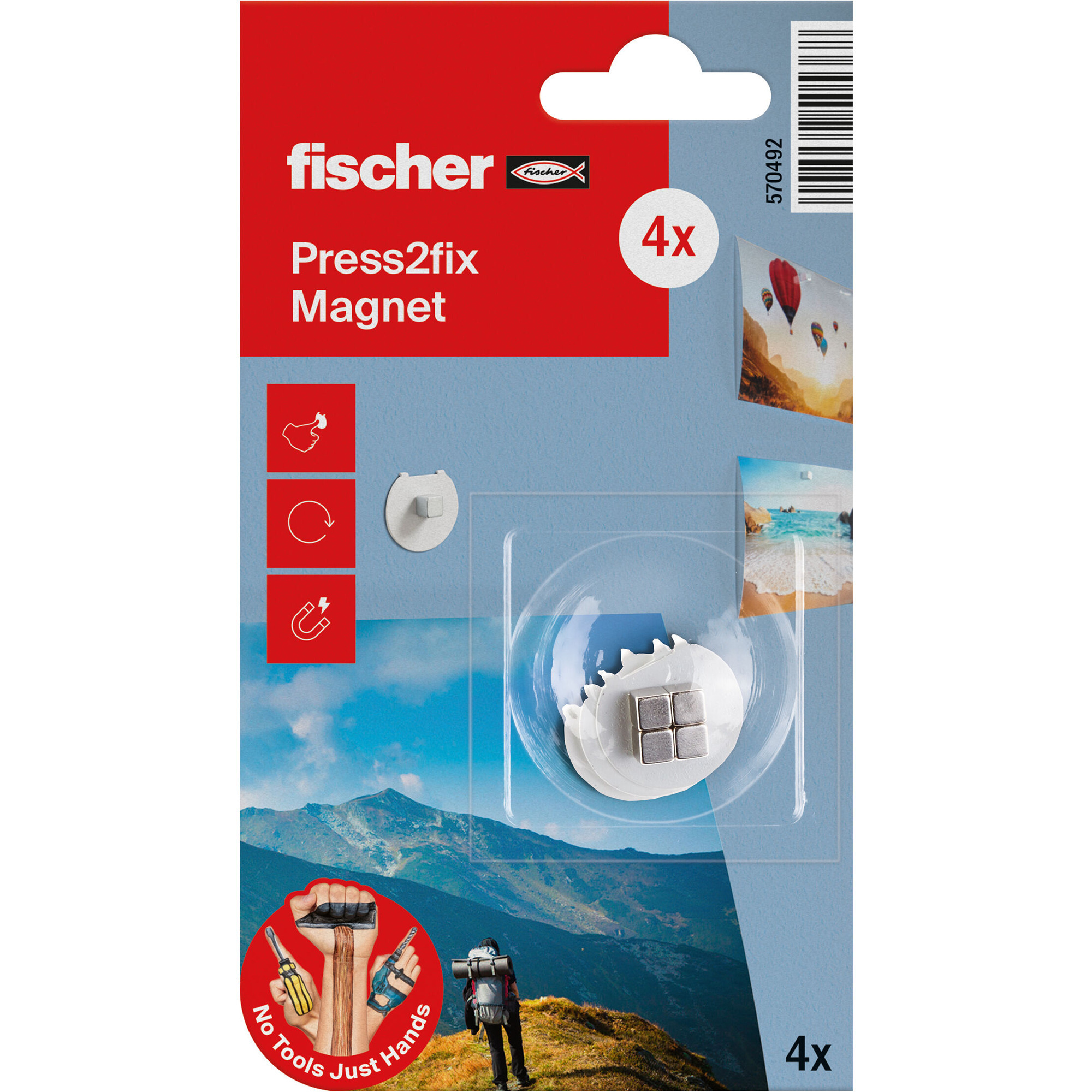 Press2fix Magnetkralle 4 Stück, Haken