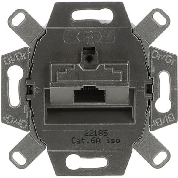 UAE-Doseneinsatz mit Schrägauslass und RJ45-Anschlüssen Cat. 6A, 1-fach, Unterputz