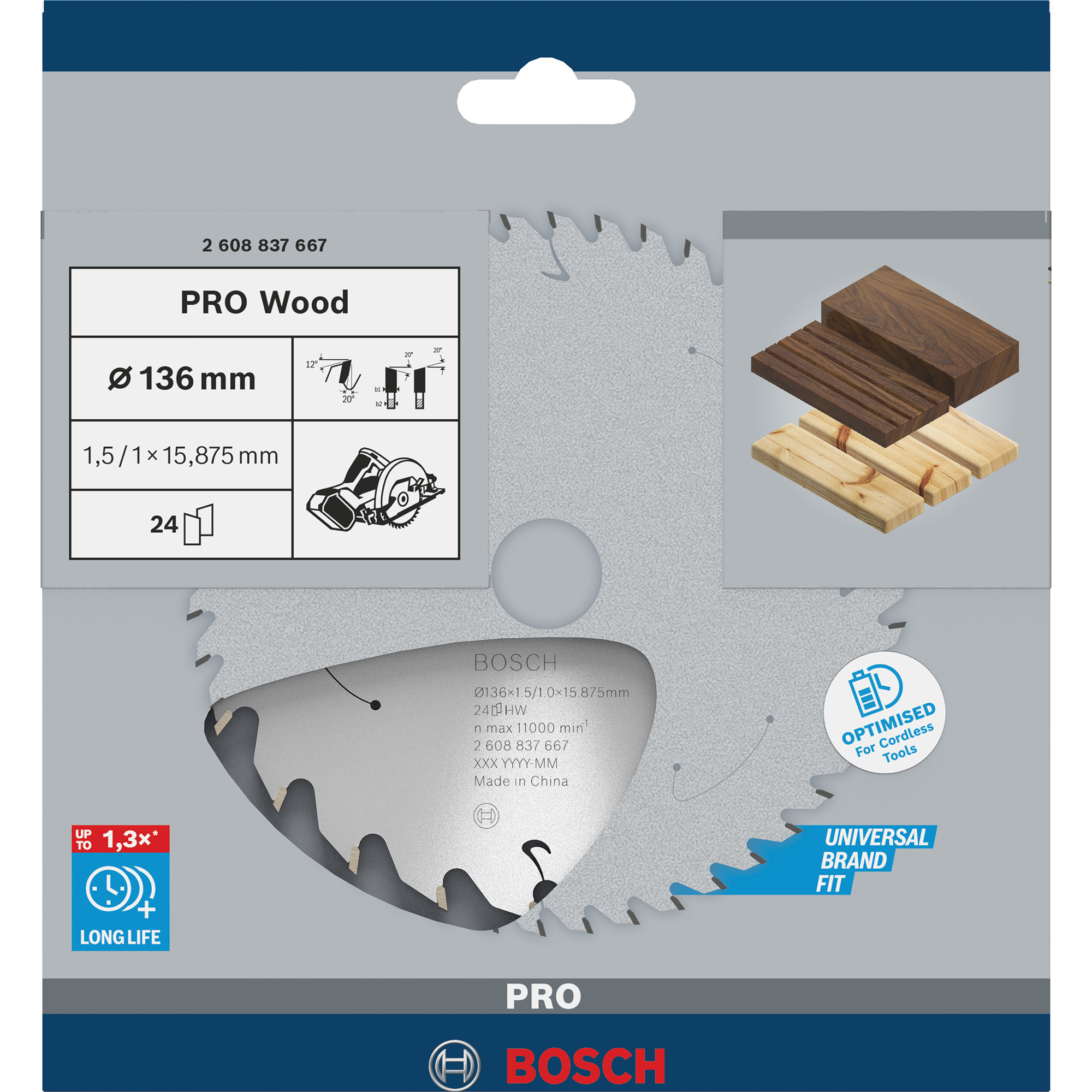 PRO Wood cordless Kreissägeblatt, Ø 136mm, 24Z