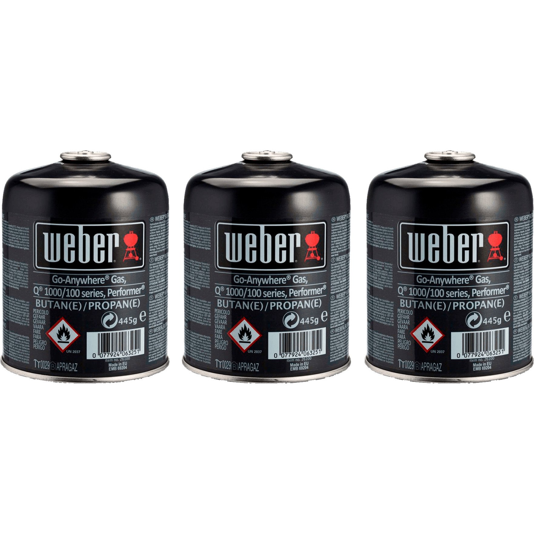 Weber Gas-Kartusche 3er-Pack 17669 für Q 100/1000 und GO-ANYWHERE | 00077924048883 Weber Gas-Kartusche 3er-Pack 17669 für Q 100/1000 und GO-ANYWHERE | 00077924048883