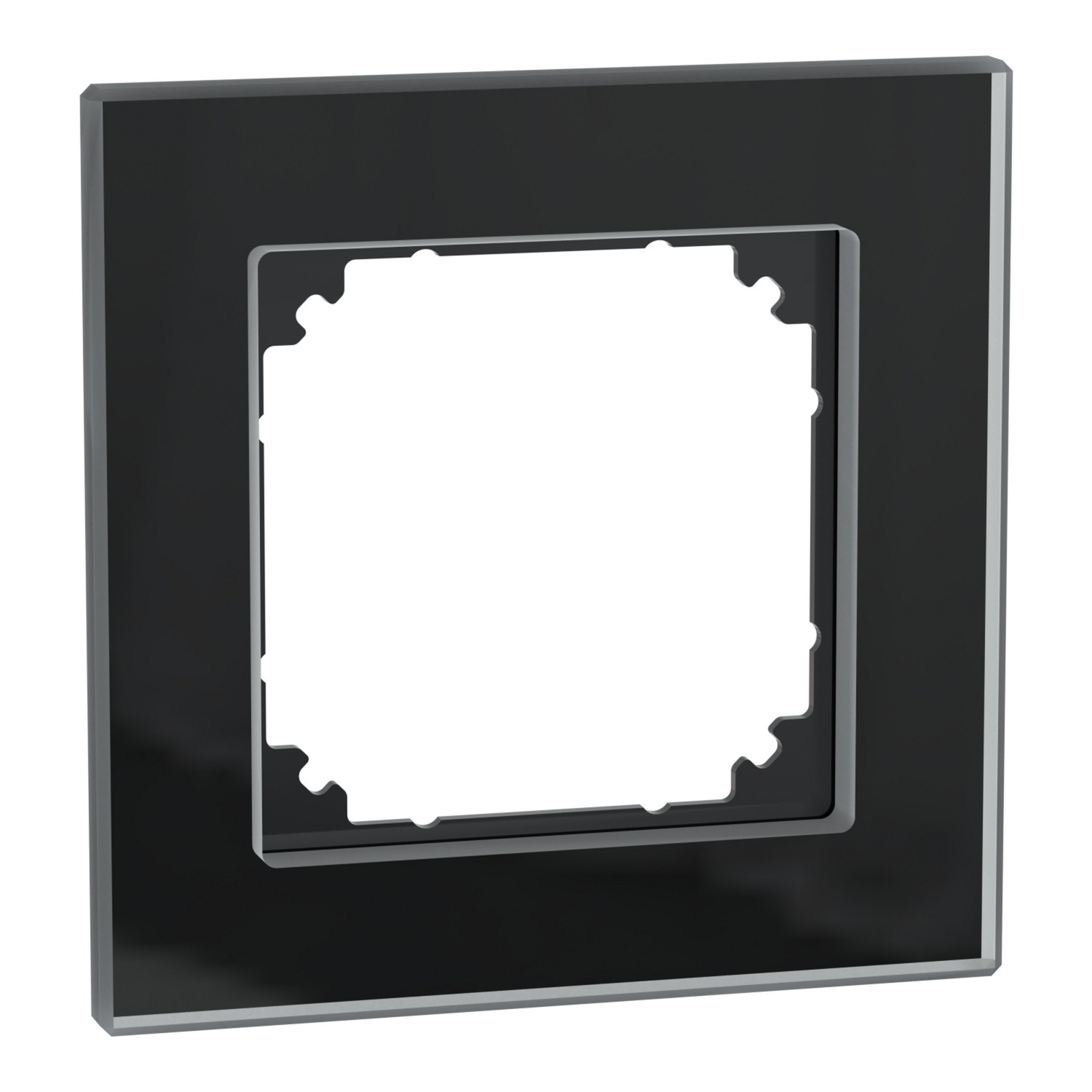 Rahmen aus Glas, 1-fach, glänzend, transparent, Schutzart IP20, Maße 85,8 x 85,8 x 10,1 mm